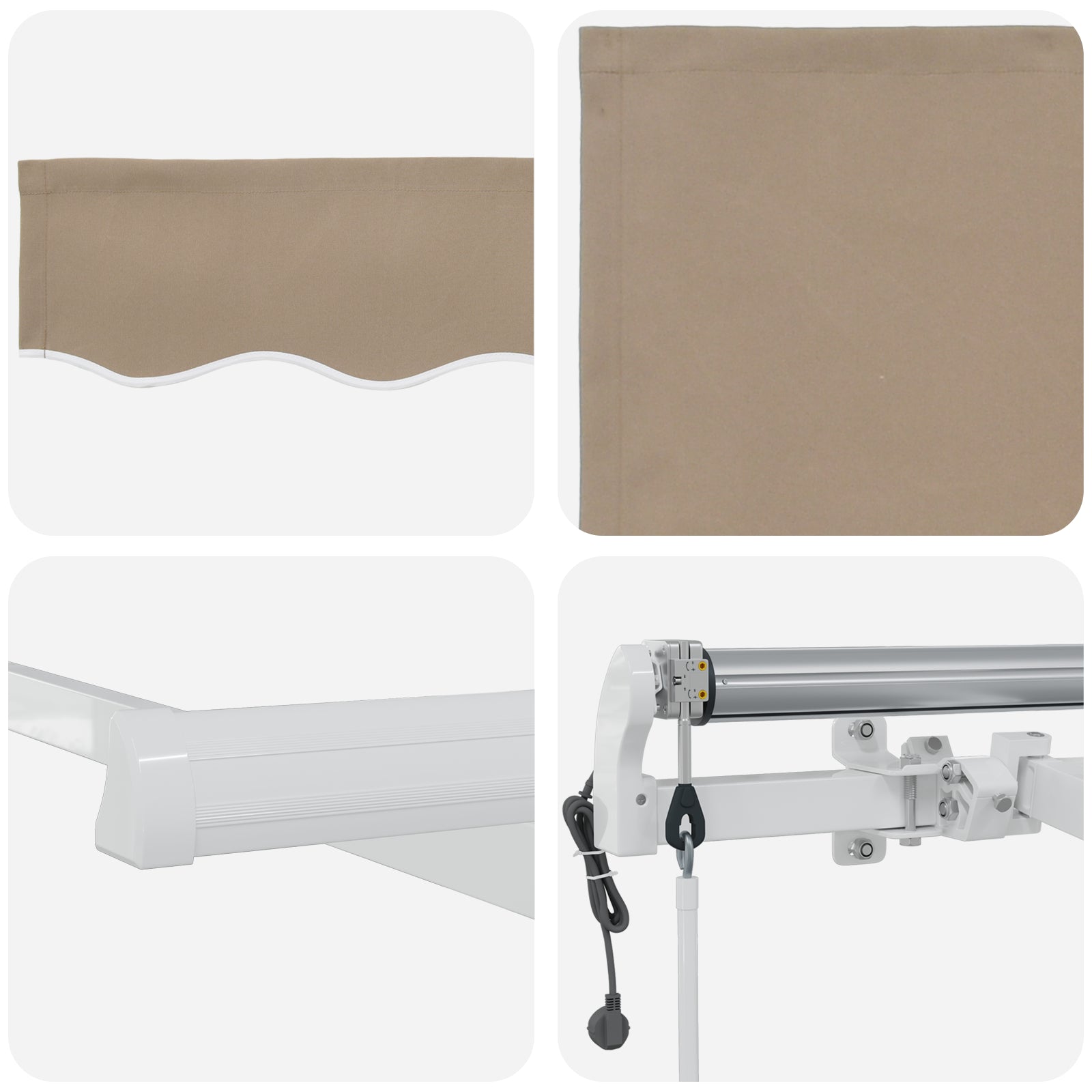 Automatisk Uttrekkbar Markise Beige 400x300 cm, vidaXL Markise Erstatningsstoff for 4x3 m Ramme Beige