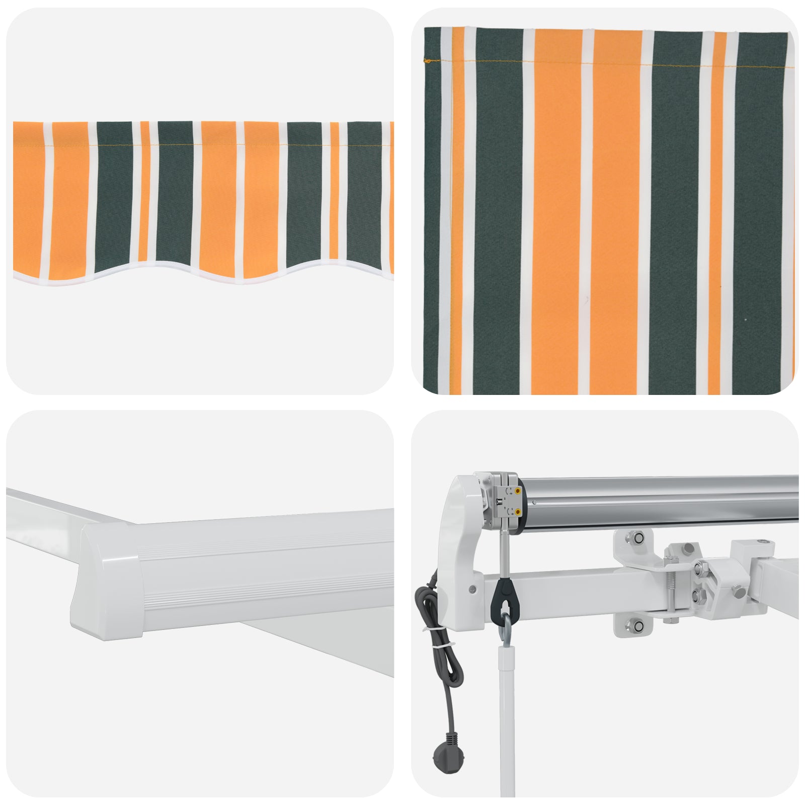 Automatisk Uttrekkbar Markise Grønn og Gul 350x250 cm, vidaXL Markise erstatningsstoff for 3.5x2.5 m ramme Grønn og Gul