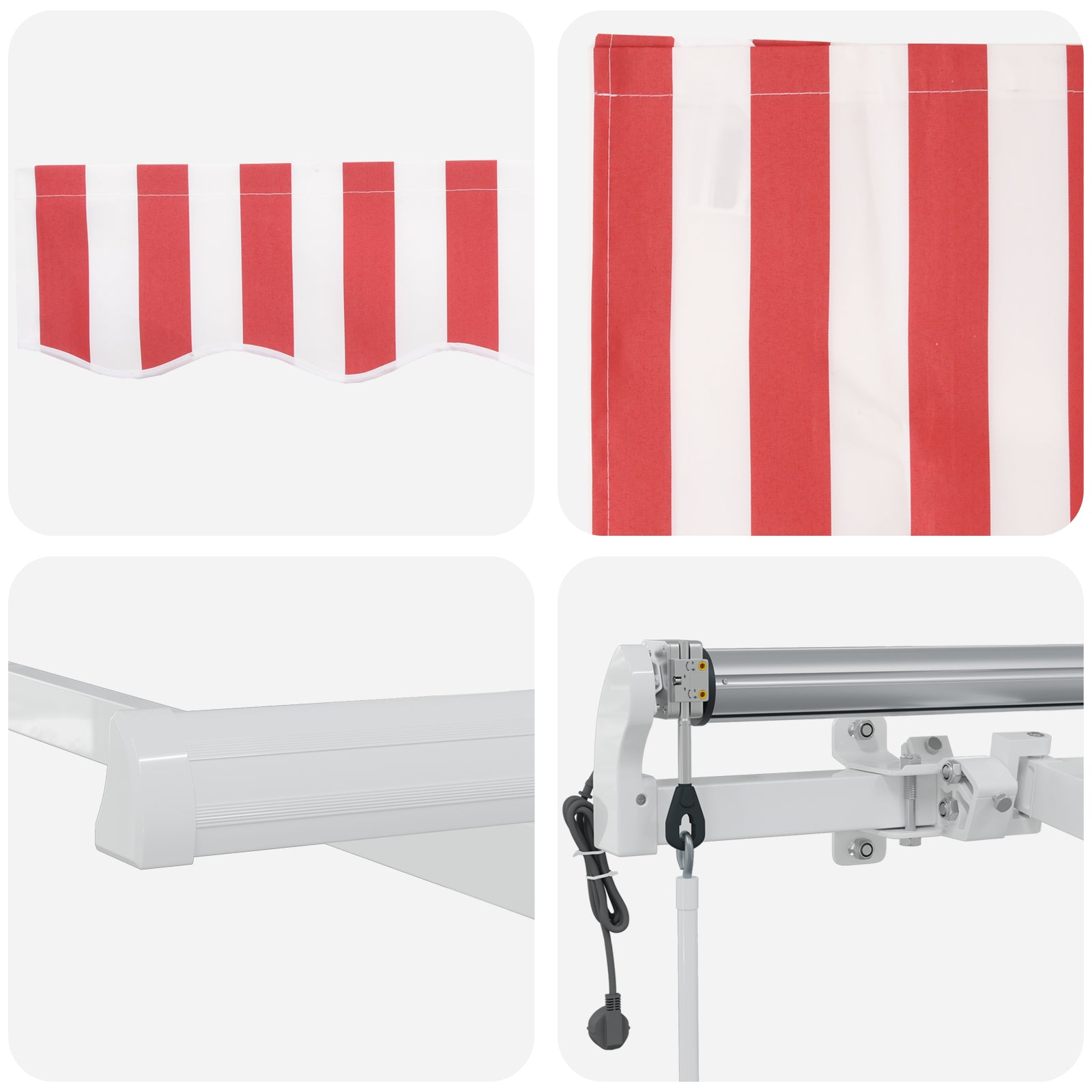 Automatisk uttrekkbar markise rød og hvit 300x250 cm
