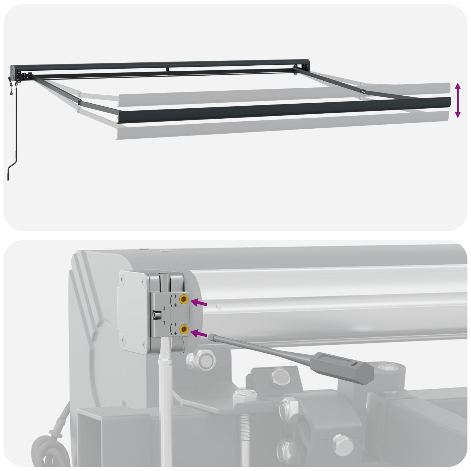 Automatisk Uttrekkbar Markise Lysegrå 350x250 cm, vidaXL Markise Erstatningsstoff for 3,5x2,5 m Ramme Lysegrå
