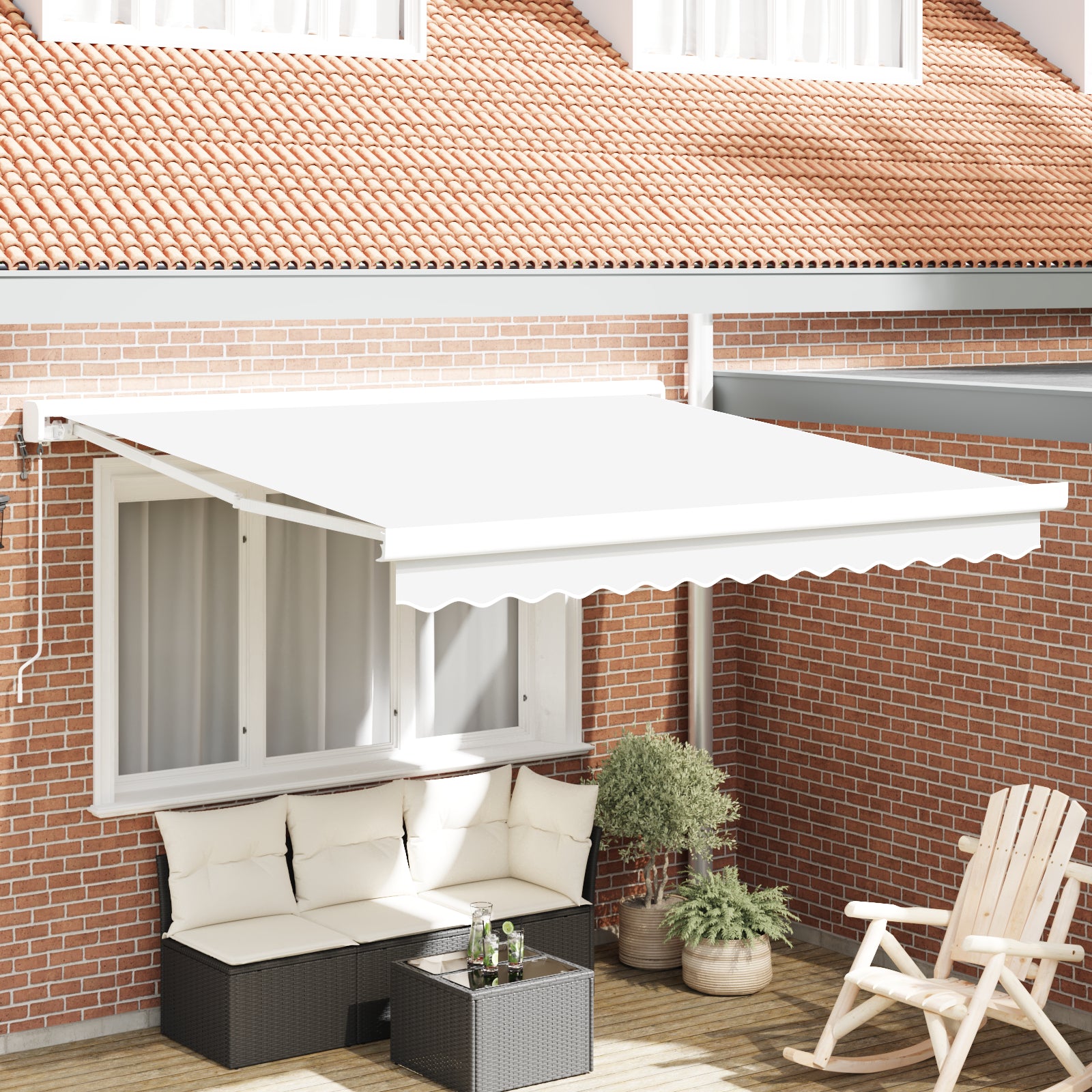 Automatisk uttrekkbar markise Hvit 350x250 cm, vidaXL Markise erstatningsstoff for 3,5x2,5 m ramme Hvit