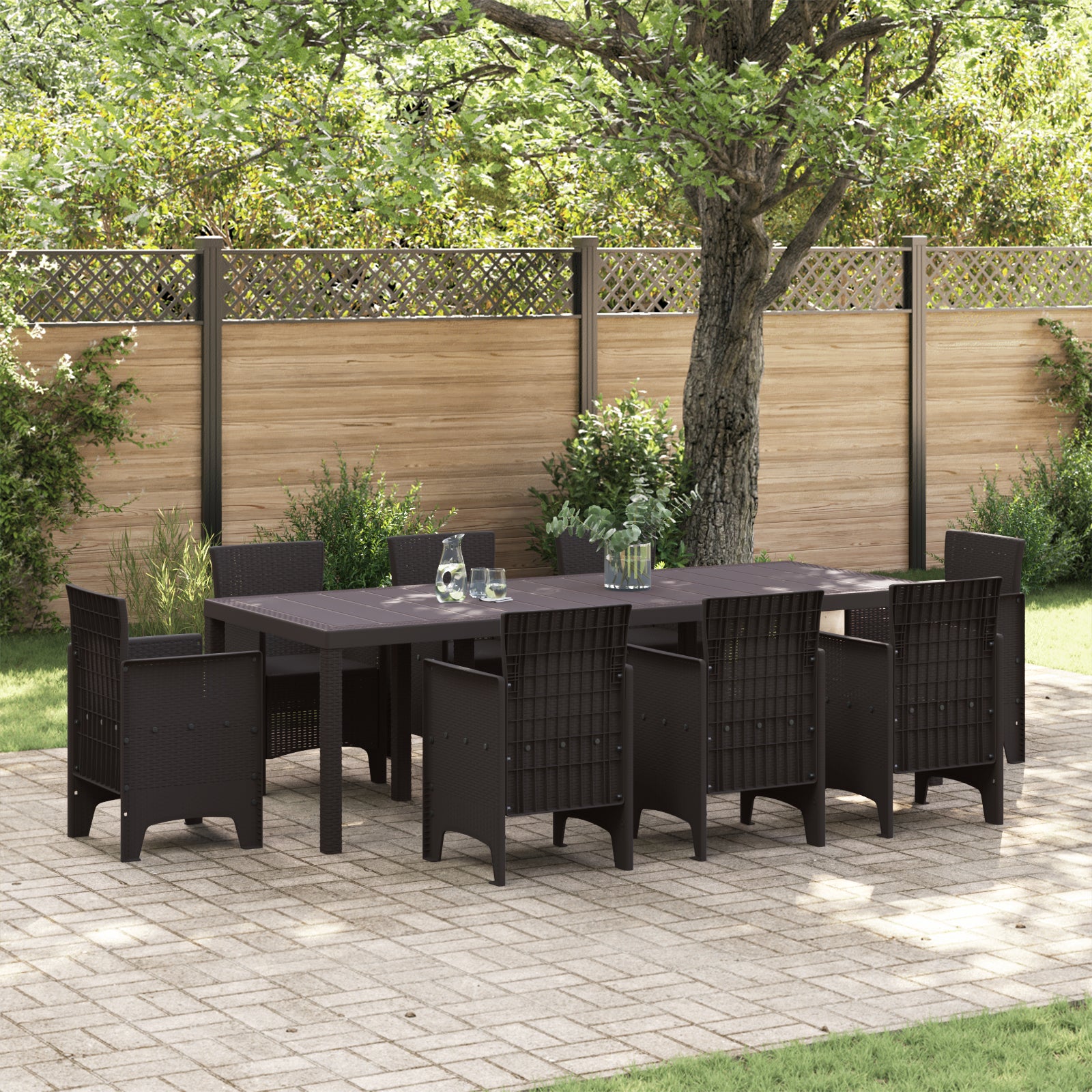 Hagebord Brunt 250x100x73 cm Poly Rattan, vidaXL Hagebord Brunt 100x100x73 cm Poly Rattan, vidaXL Hagebord Brunt 150x100x73 cm Poly Rattan