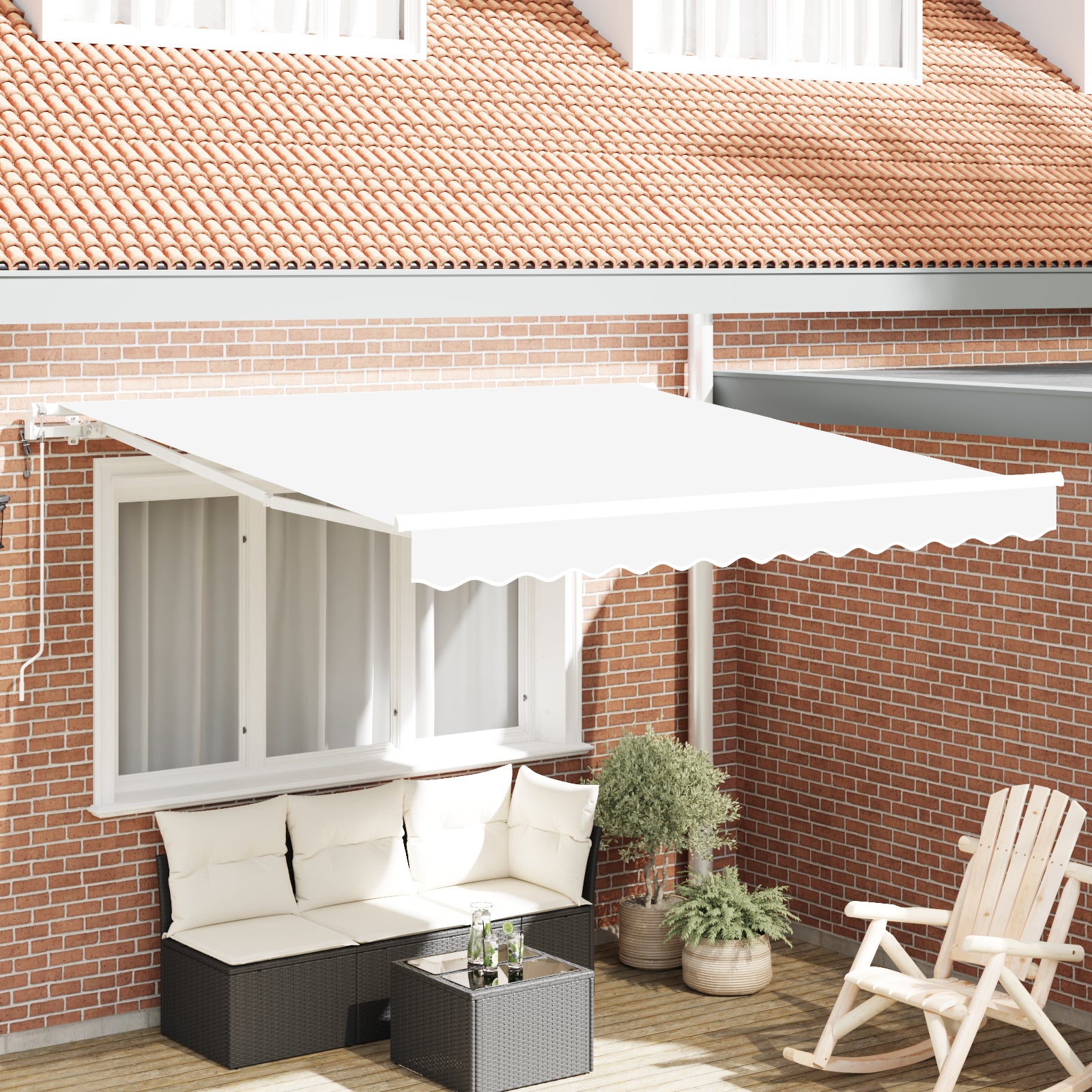 Automatisk Uttrekkbar Markise Hvit 350x250 cm, vidaXL Markise Erstatningsstoff for 3,5x2,5 m Ramme Hvit