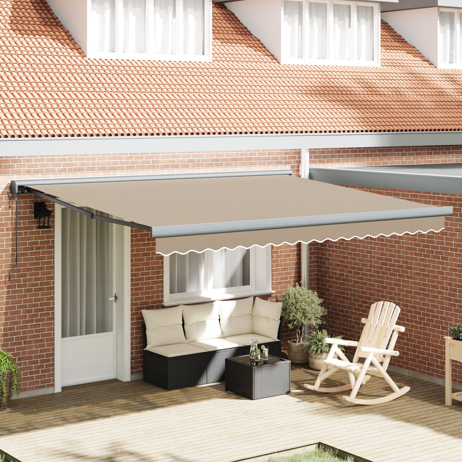 Automatisk Uttrekkbar Markise Beige 400x300 cm, vidaXL Markise Erstatningsstoff for 4x3 m ramme Beige