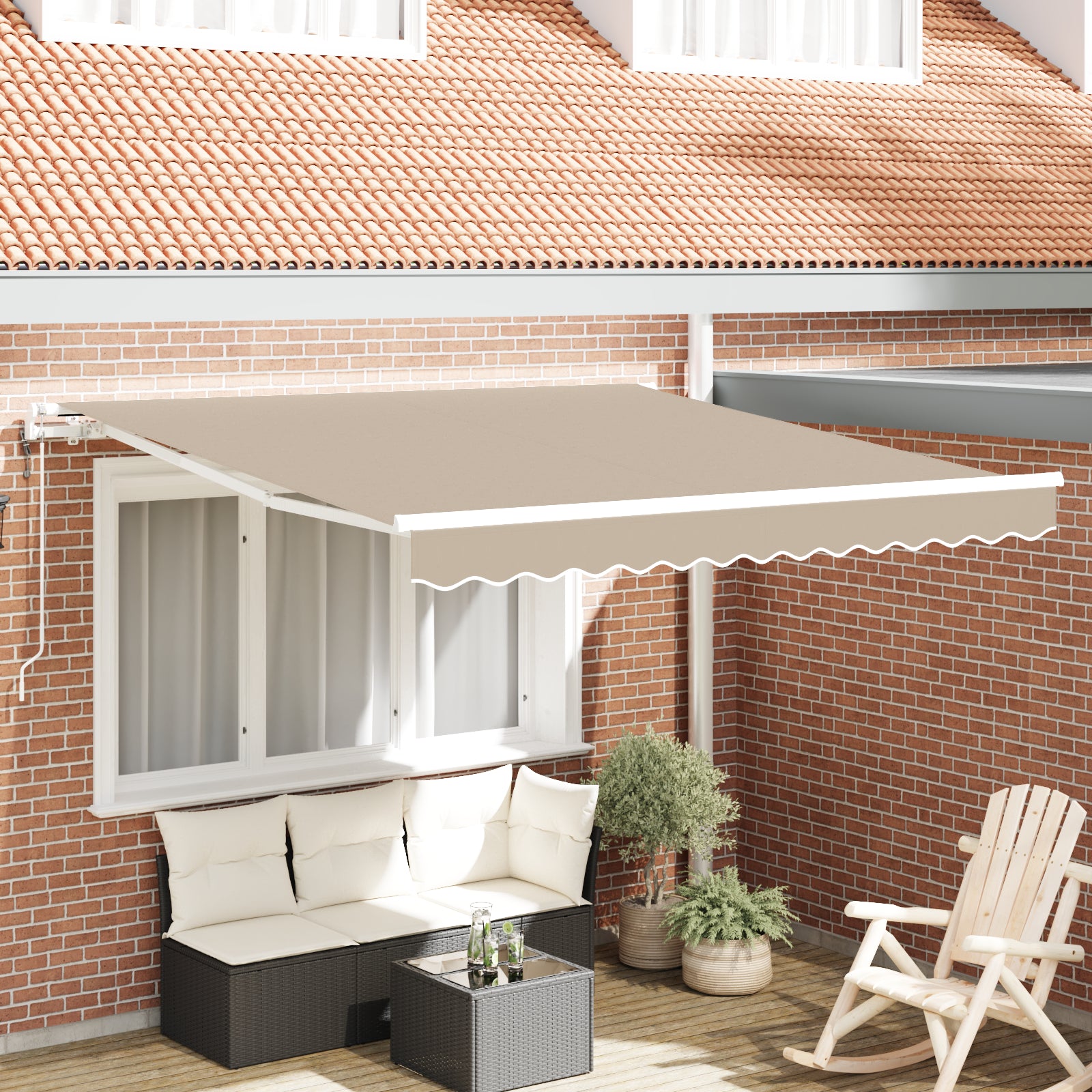Automatisk Uttrekkbar Markise Beige 350x250 cm, vidaXL Markise Erstatningsstoff for 3,5x2,5 m Ramme Beige
