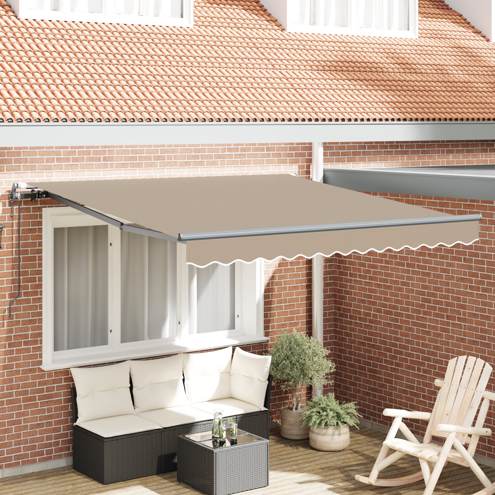 Automatisk Uttrekkbar Markise Beige 300x250 cm, vidaXL Markise Erstatningsstoff for 3x2.5 m Ramme Beige