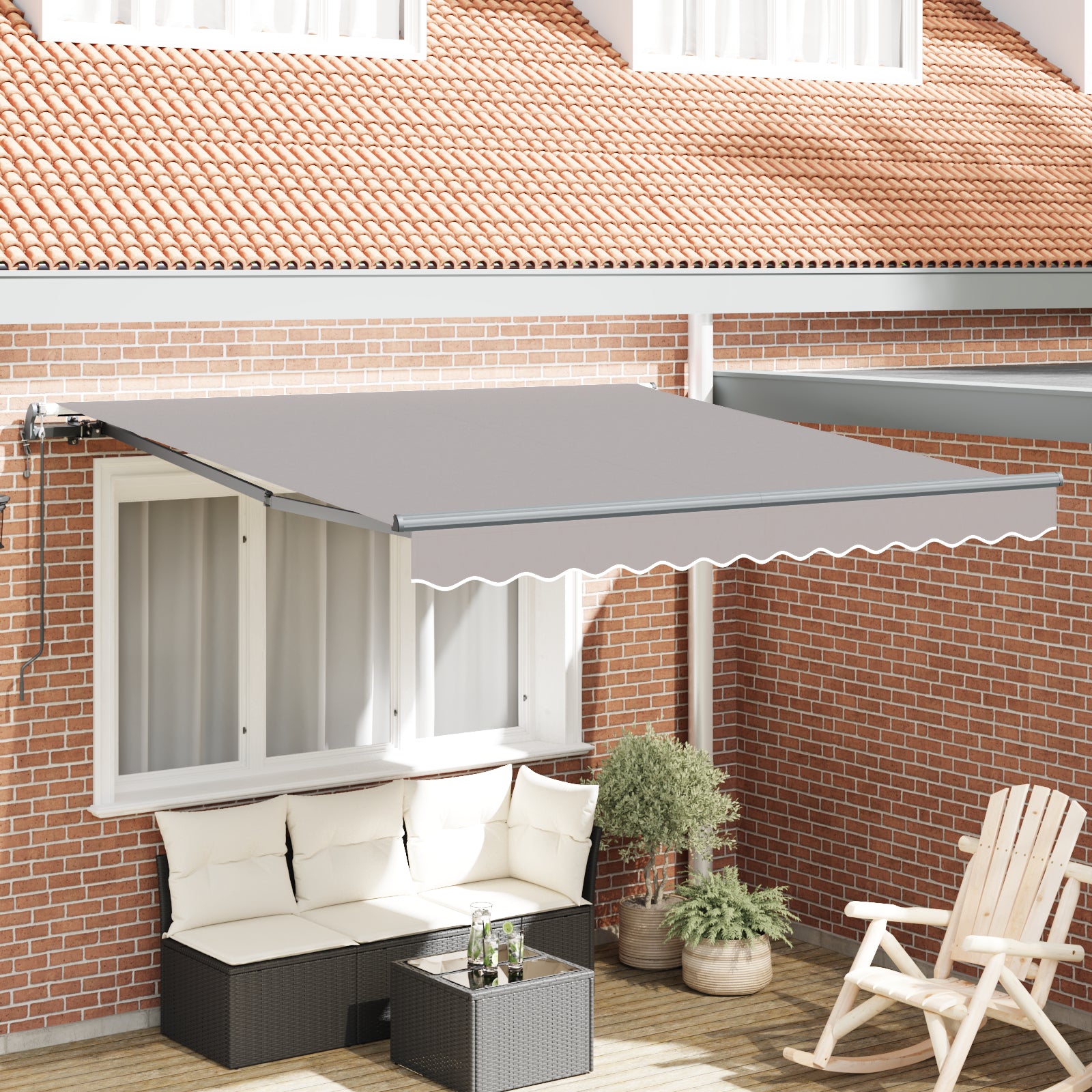Automatisk Uttrekkbar Markise Lysegrå 300x250 cm, vidaXL Markiseduk for 3x2.5 m Ramme Lysegrå
