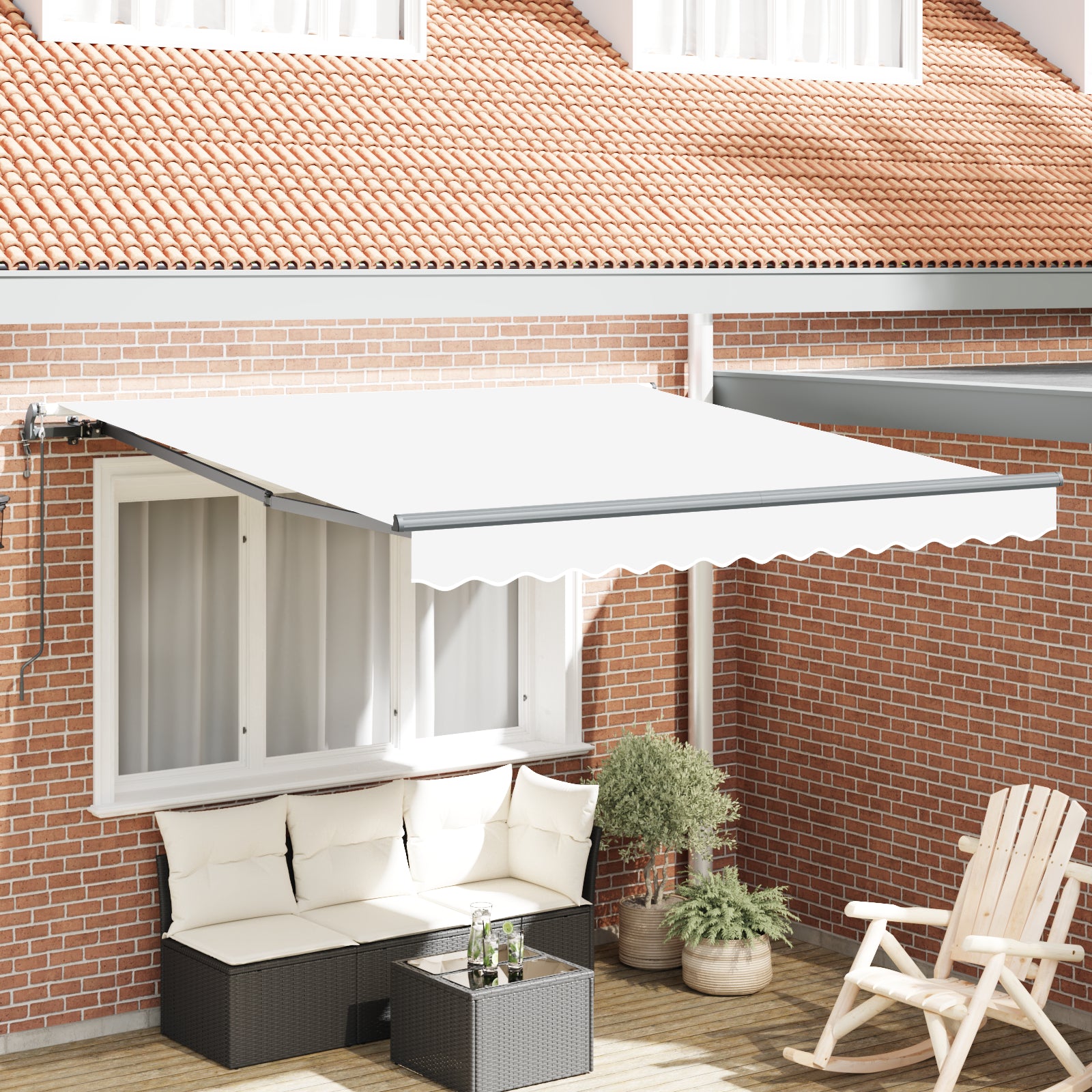 Automatisk Uttrekkbar Markise Hvit 350x250 cm, vidaXL Markise Erstatningsstoff for 3.5x2.5 m Ramme Hvit