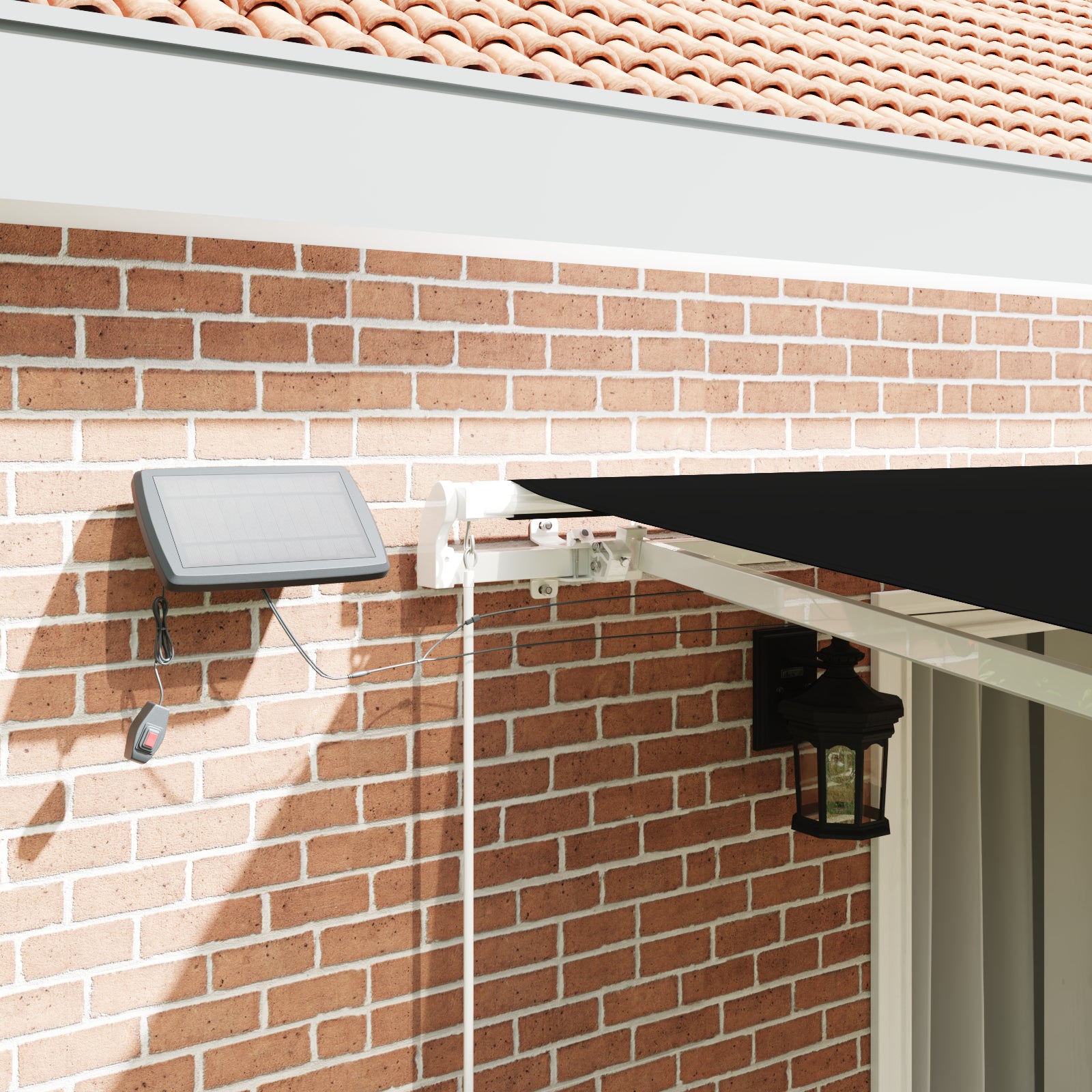 Manuell Uttrekkbar Markise med LED Sort 450x300 cm, vidaXL Markise Erstatningsstoff for 4,5x3 m Ramme Sort