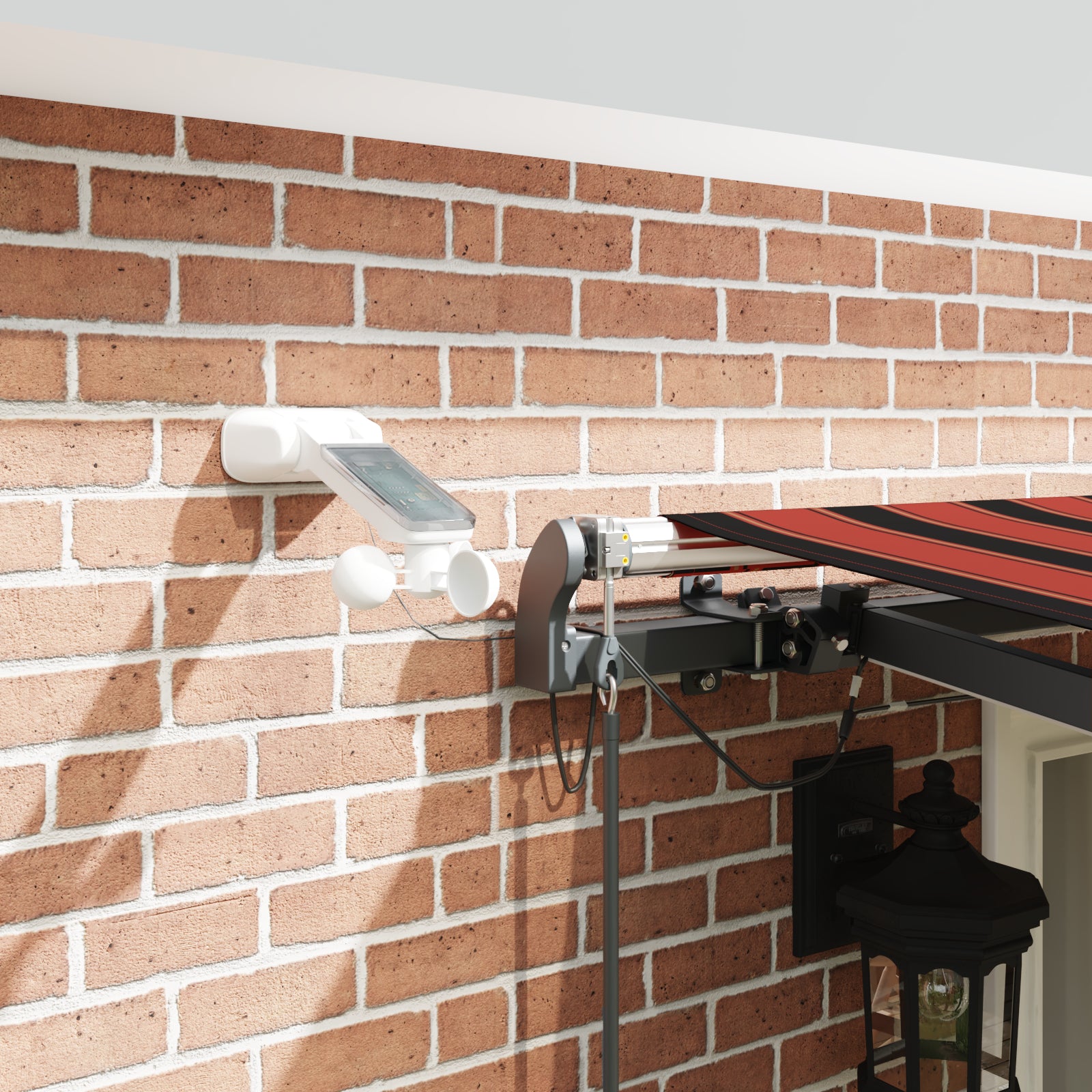 Automatisk uttrekkbar markise med LED i oransje og brun, 500x300 cm