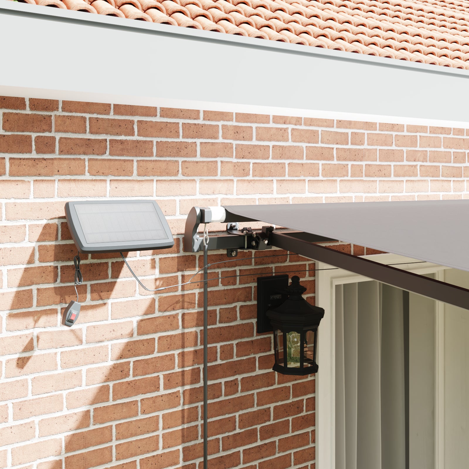 Manuell Uttrekkbar Markise med LED Lysegrå 400x300 cm, vidaXL Markise Erstatningsstoff for 4x3 m Ramme Lysegrå