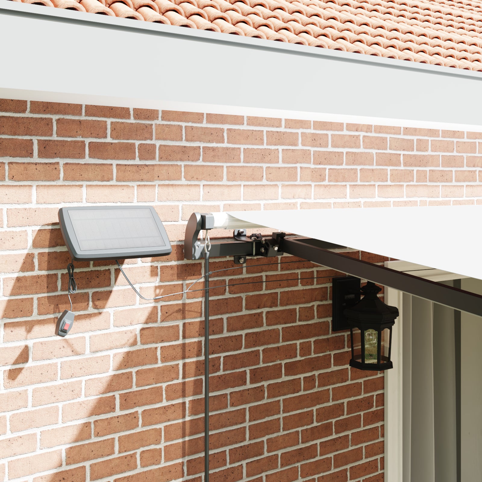 Manuell Uttrekkbar Markise med LED Hvit 450x300 cm, vidaXL Markise Erstatningsstoff for 4.5x3 m Ramme Hvit