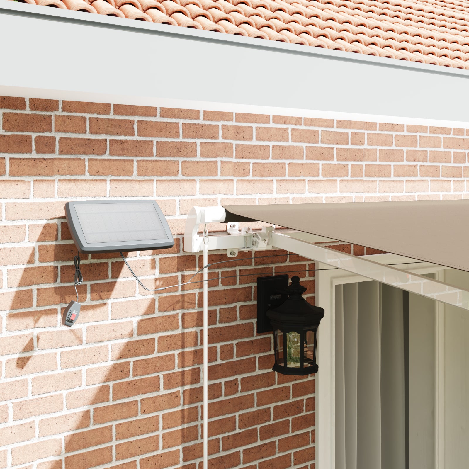Manuell Uttrekkbar Markise med LED Beige 400x300 cm, vidaXL Markise Erstatningsstoff for 4x3 m Ramme Beige