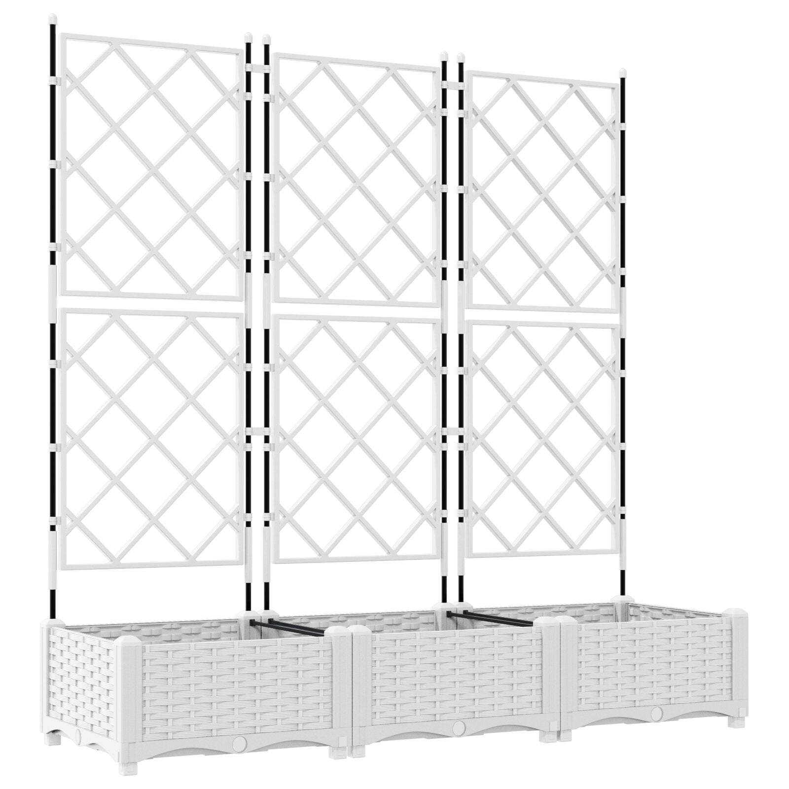 Hageplantekasse med espalier 3 stk Hvit 120x40x125.5 cm