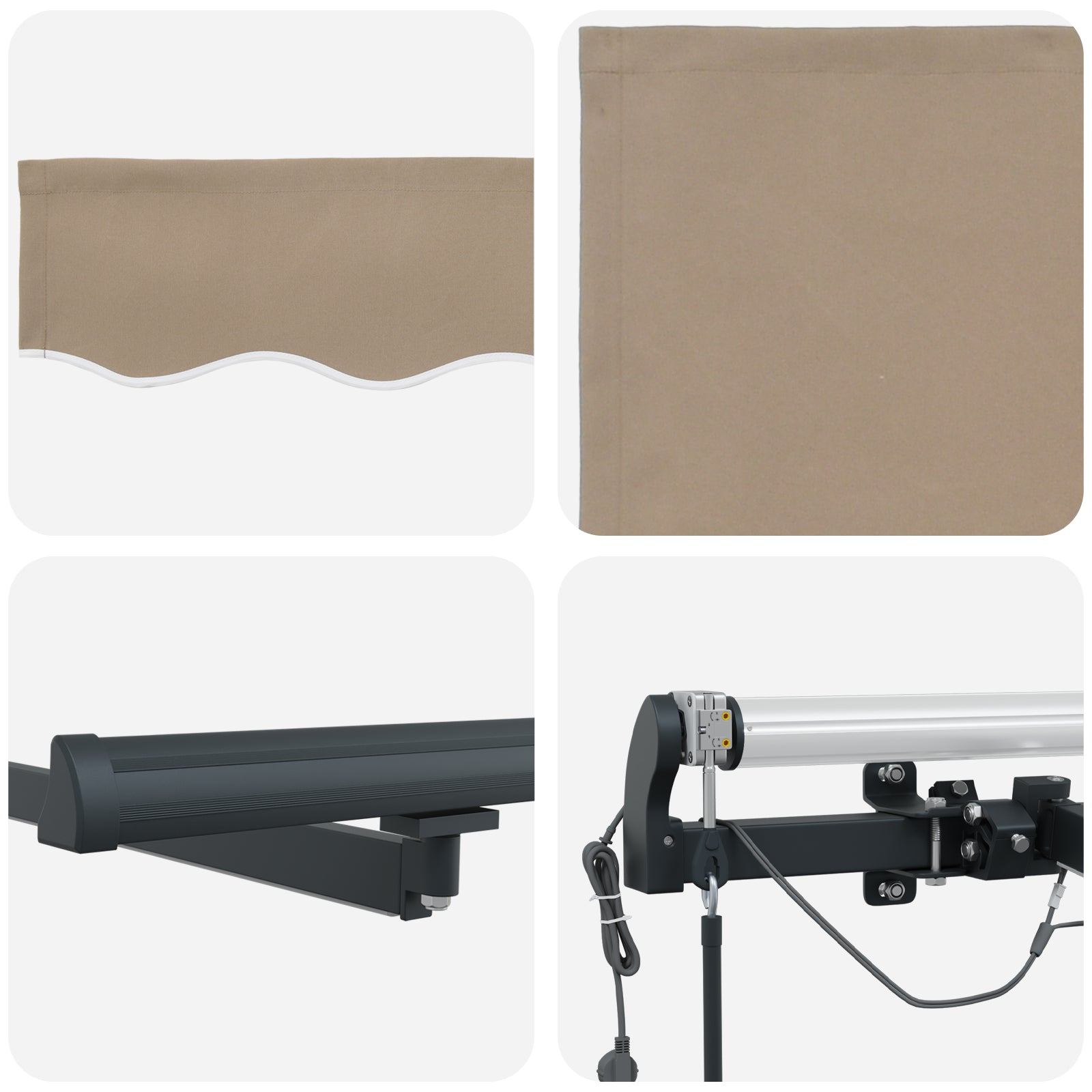 Automatisk uttrekkbar markise med LED Beige 400x300 cm, vidaXL Markise Erstatningsstoff for 4x3 m ramme Beige