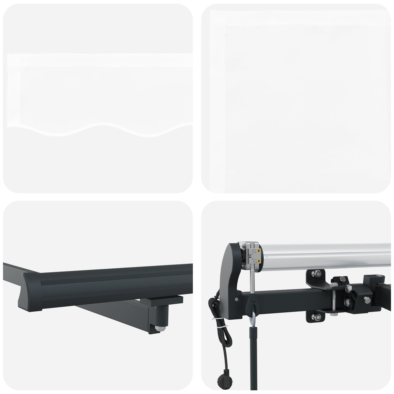 Automatisk Uttrekkbar Markise Hvit 400x350 cm, vidaXL Markiseduk for 4x3,5 m Ramme Hvit