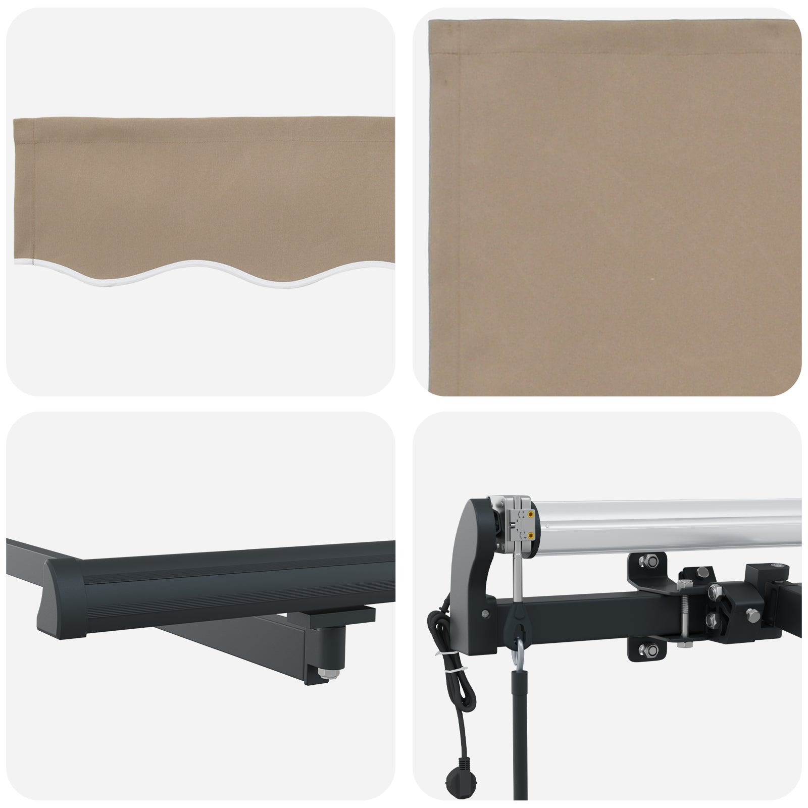 Automatisk Uttrekkbar Markise Beige 300x250 cm, vidaXL Markise Erstatningsstoff for 3x2.5 m Ramme Beige