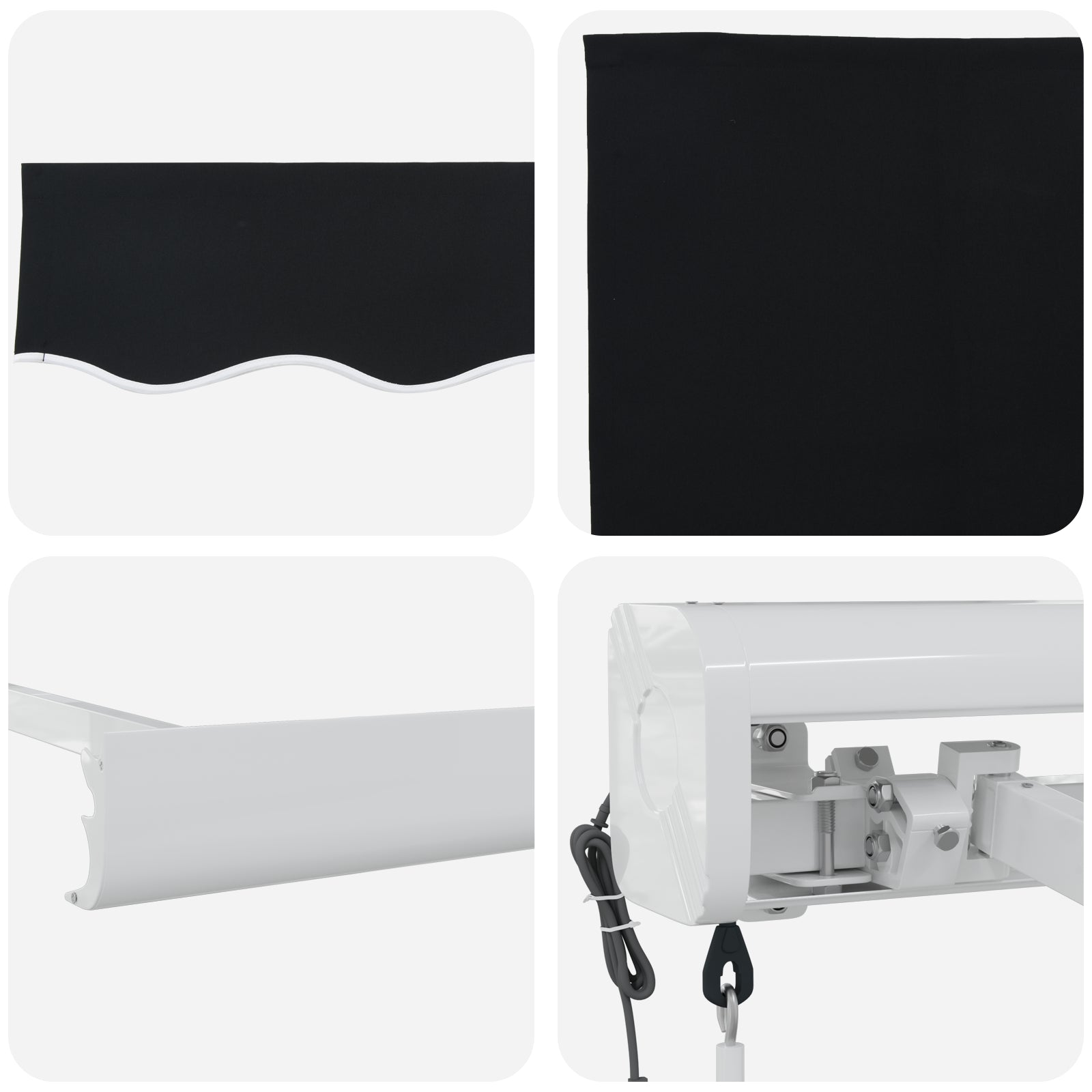 Automatisk Uttrekkbar Markise Svart 350x250 cm, vidaXL Markise Byttestoff for 3.5x2.5 m Ramme Svart