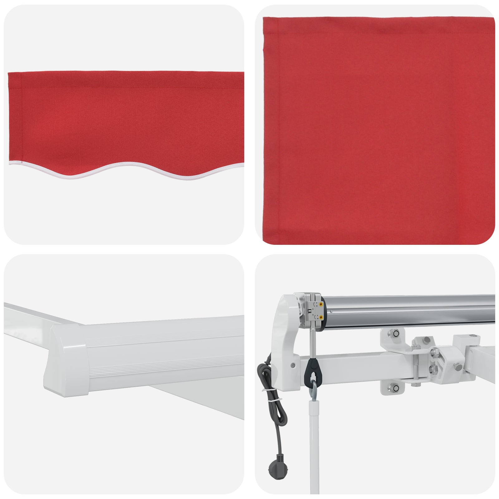 Automatisk Uttrekkbar Markise Rød 350x250 cm, vidaXL Markiseduk Erstatning for 3,5x2,5 m Ramme Rød