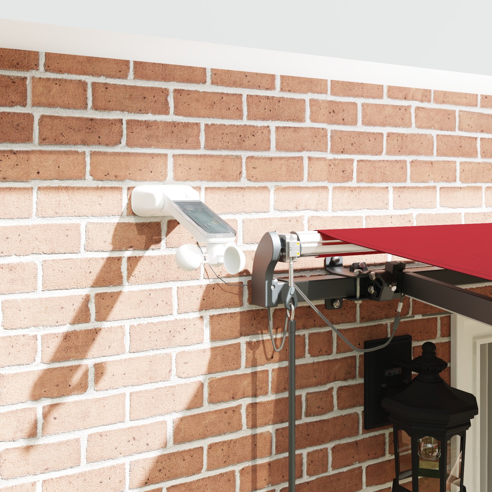 Automatisk Uttrekkbar Markise med LED Rød 400x350 cm, vidaXL Markiseduk for 4x3.5 m ramme Rød