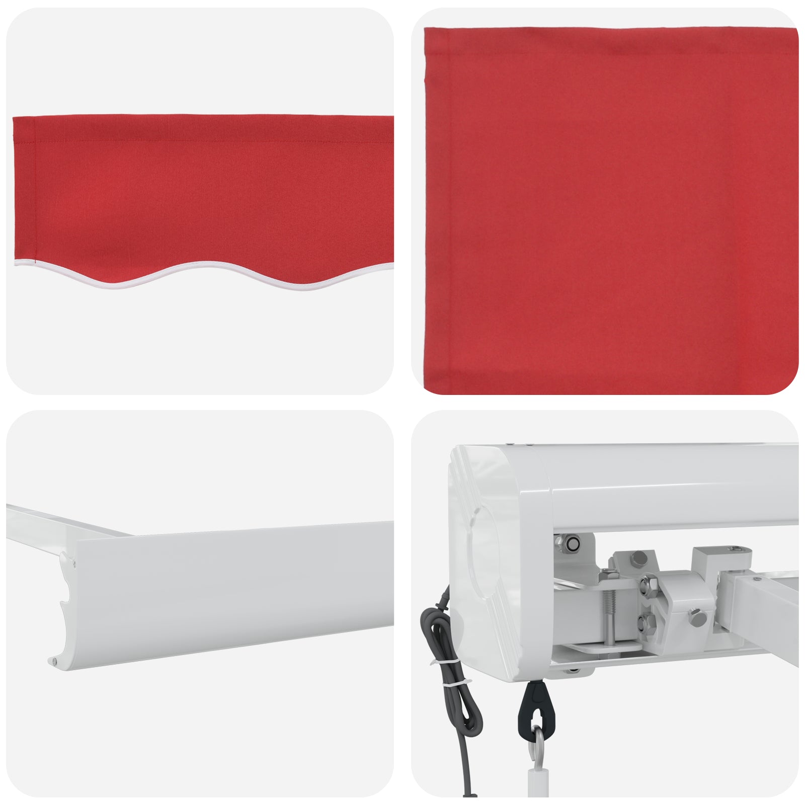 Automatisk Uttrekkbar Markise Rød 350x250 cm, vidaXL Markise Erstatningsstoff for 3.5x2.5 m Ramme Rød