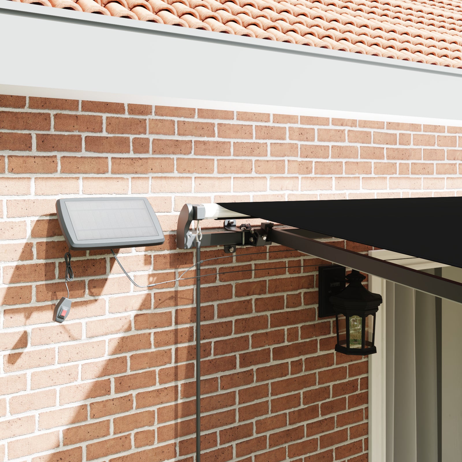 Manuell Uttrekkbar Markise med LED Svart 450x300 cm, vidaXL Markiseduk til 4.5x3 m Ramme Svart