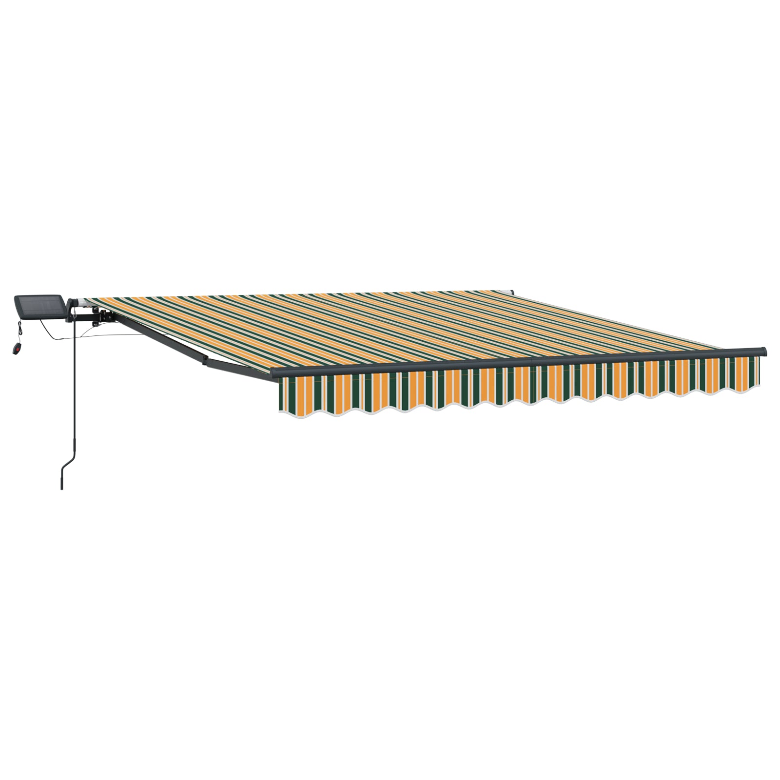 Manuell uttrekkbar markise med LED Grønn og Gul 350x250 cm, vidaXL Markiserstatningsstoff for 3.5x2.5 m ramme Grønn og Gul