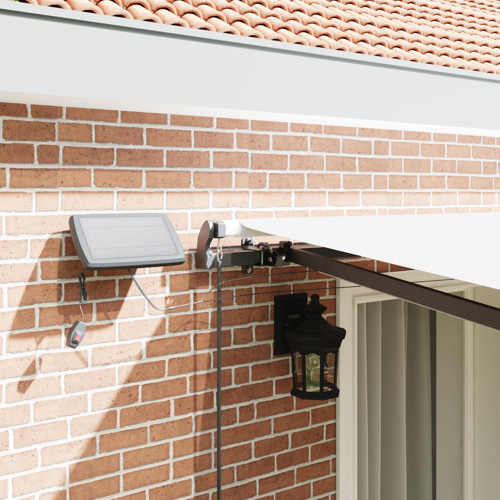 manuell uttrekkbar markise med LED hvit 400x350 cm, vidaXL markise erstatningsstoff for 4x3,5 m ramme hvit