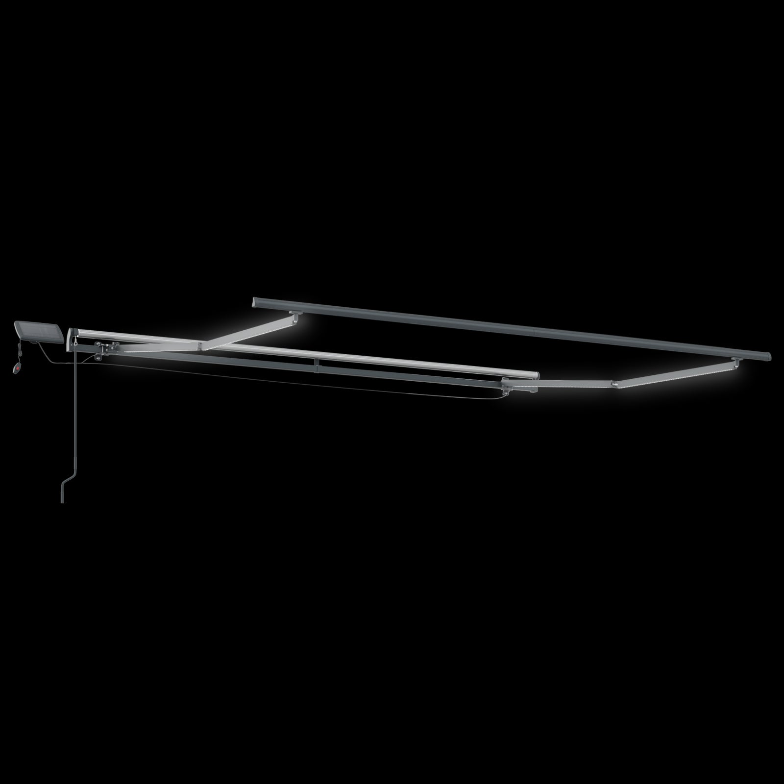 Manuell uttrekkbar markise med LED Grønn og Gul 350x250 cm, vidaXL Markiserstatningsstoff for 3.5x2.5 m ramme Grønn og Gul