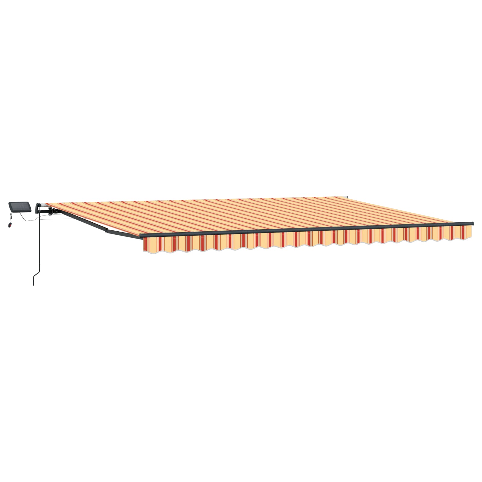 Manuell uttrekkbar markise med LED i gul og oransje 500x350 cm