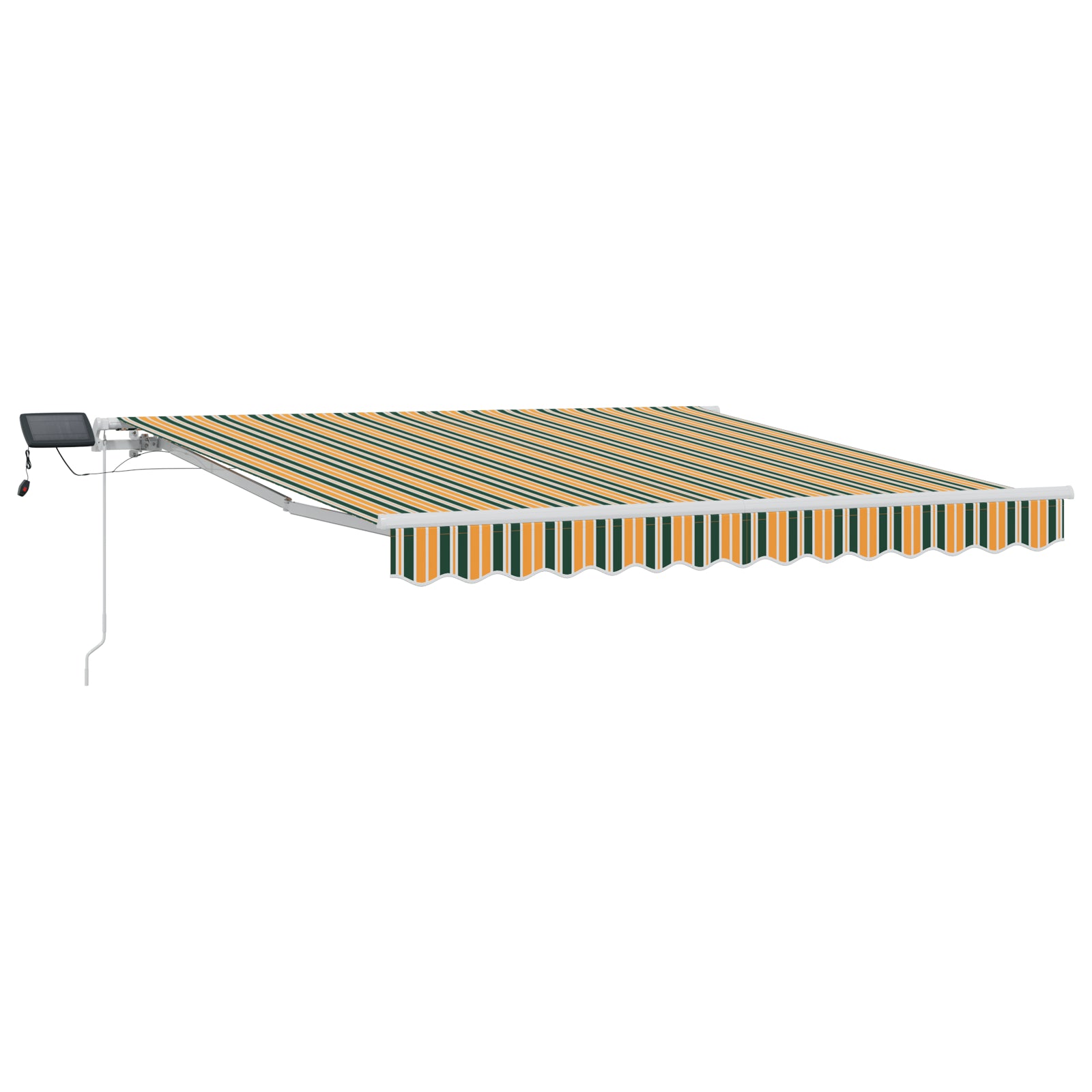 Manuell Uttrekkbar Markise med LED Grønn og Gul 300x250 cm, vidaXL Markise Erstatningsstoff for 3x2.5 m Ramme Grønn og Gul