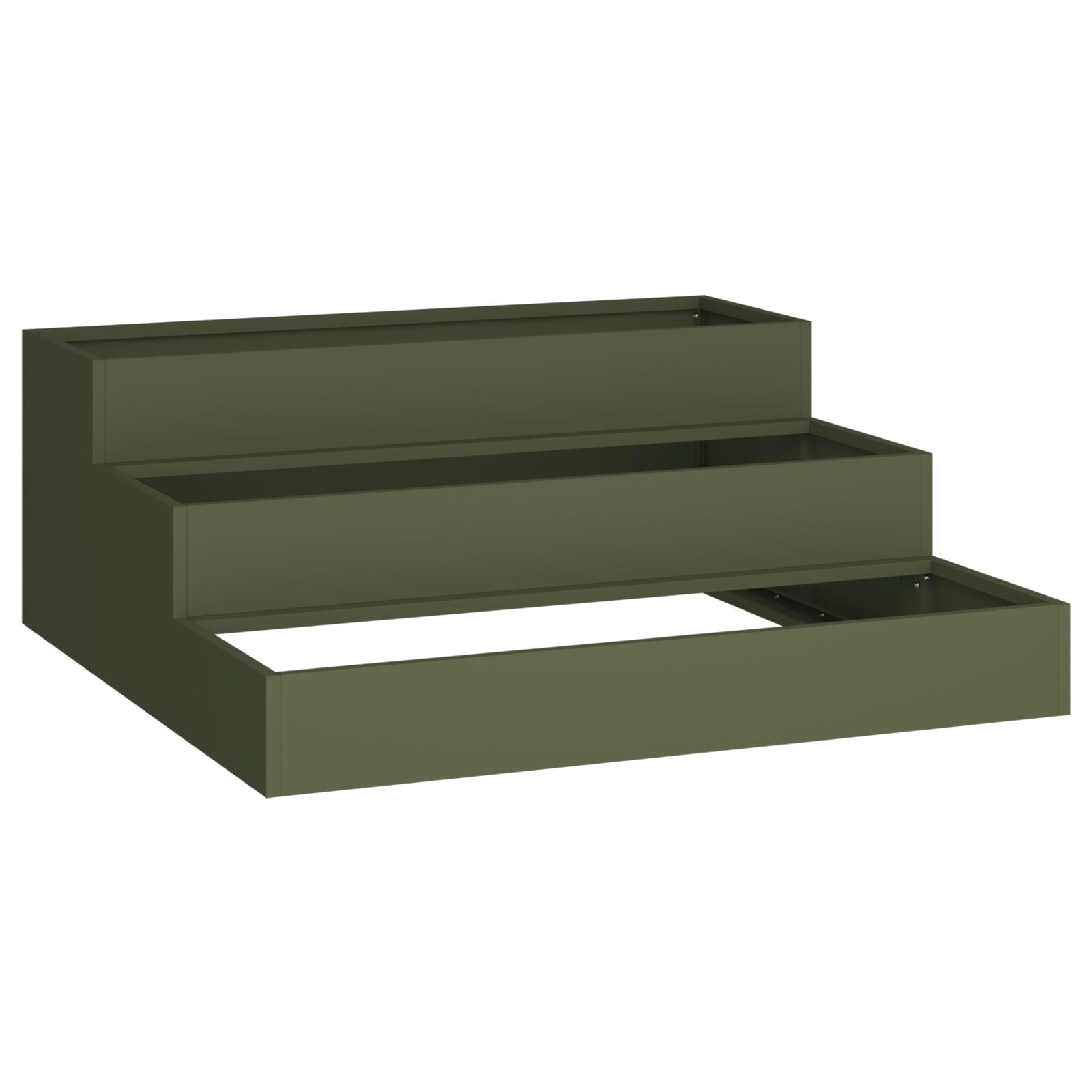 hageplanter 3-nivå 90x90x35 cm oliven grønn stål