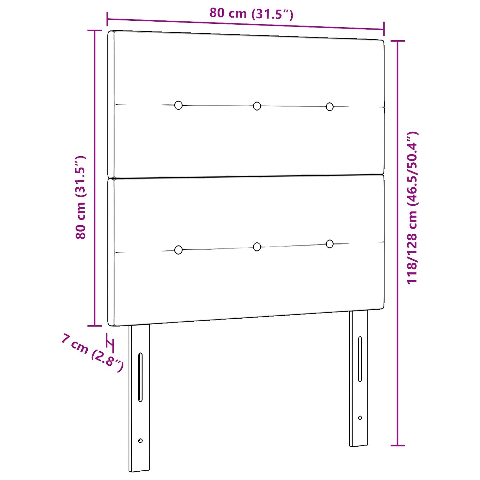 Hodegavl Med Knapper Svart 80 cm Fløyel