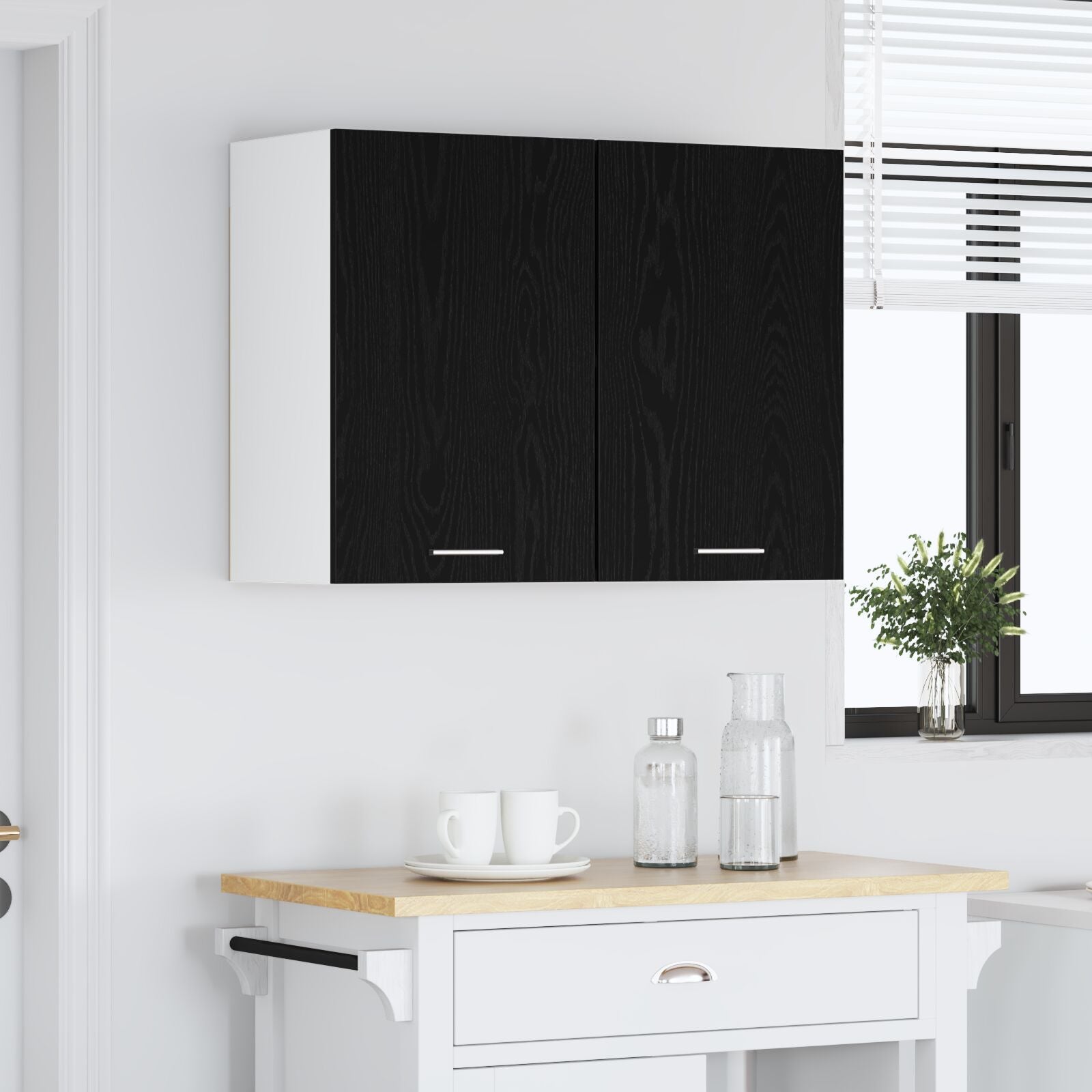 Sort Eik Hengende Skap - 80x31x60 cm - Laget av Konstruert Tre