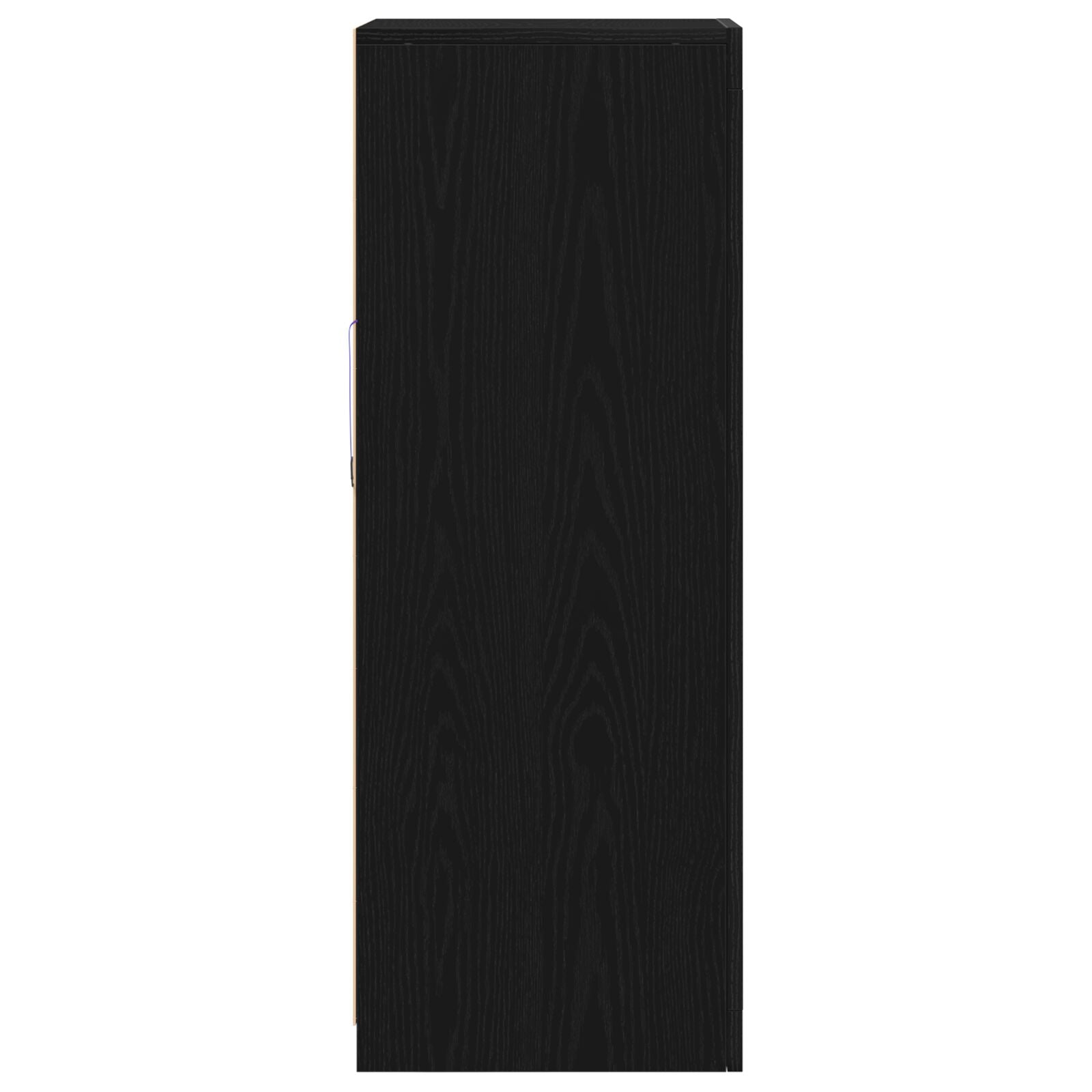 Skap med LED lys Svart Eik 41x37x100 cm