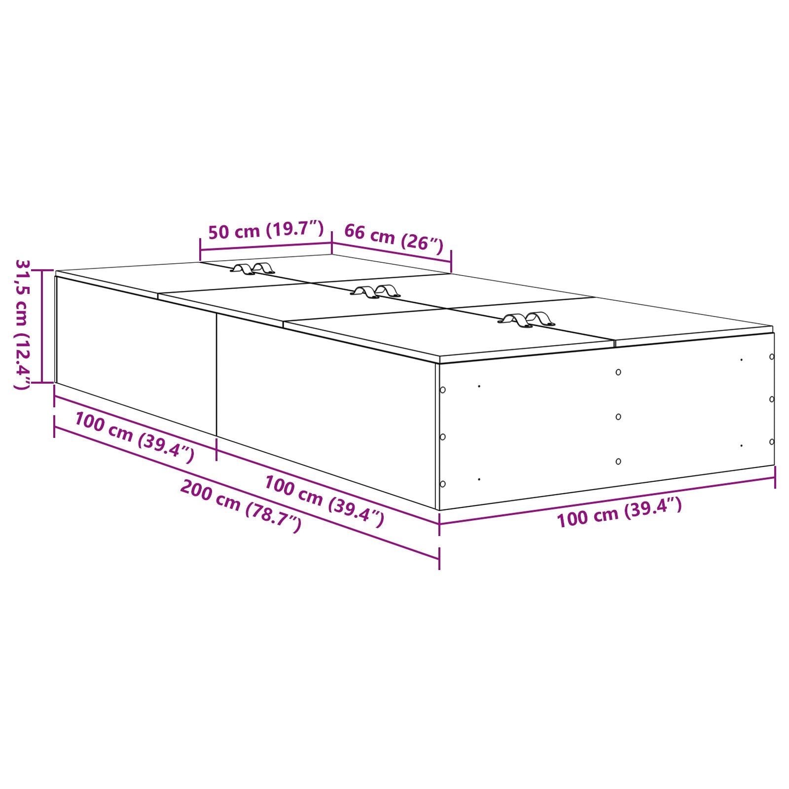 Lagrings seng Ramme Gamle Tre 100x200 cm