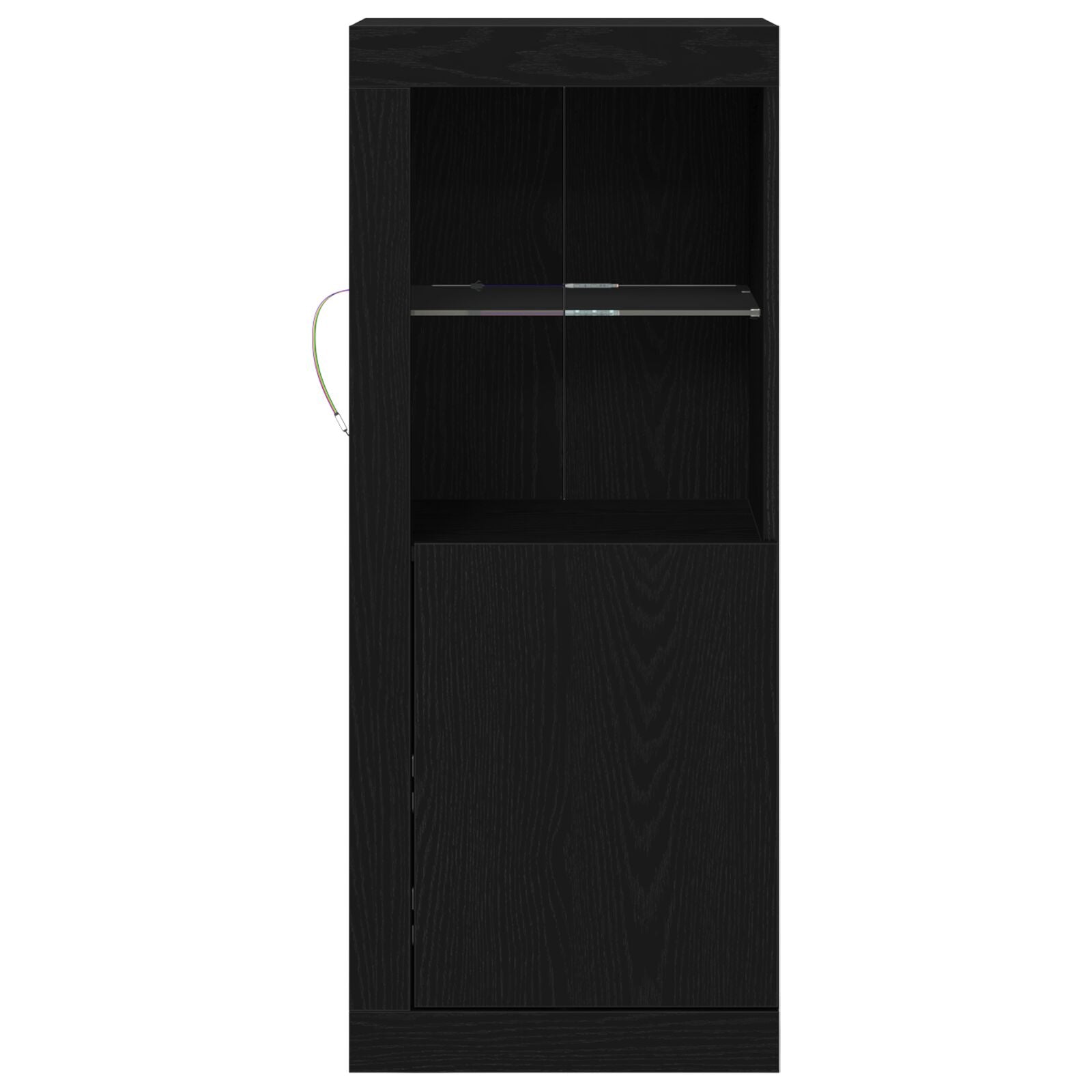 Skap med LED lys Svart Eik 41x37x100 cm