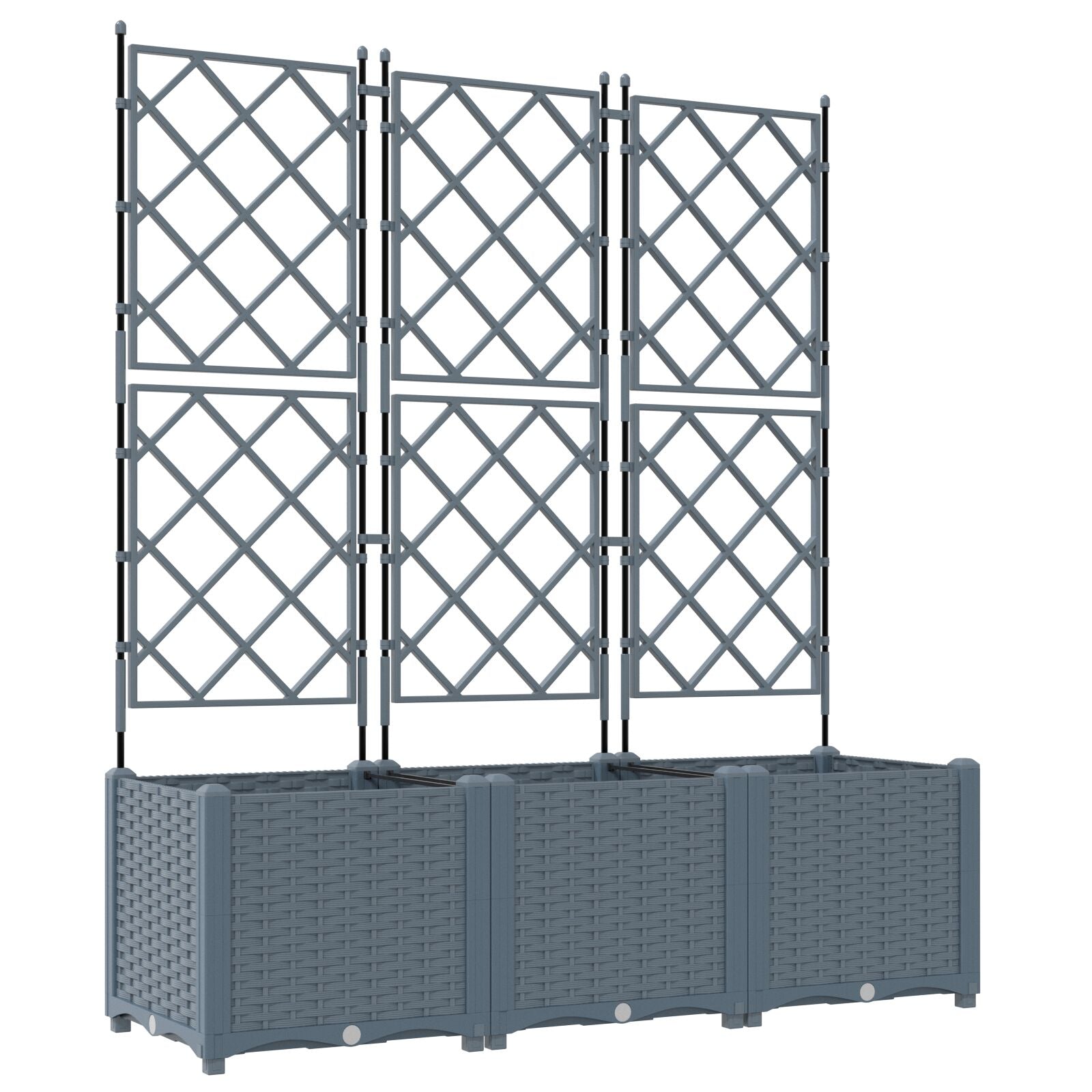 Hageplanter med Trellis 3 stk Lysegrå 120x40x143 cm