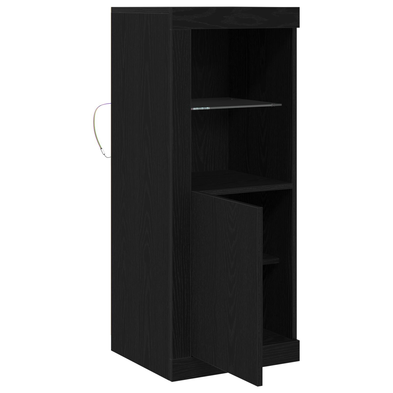 Skap med LED lys Svart Eik 41x37x100 cm