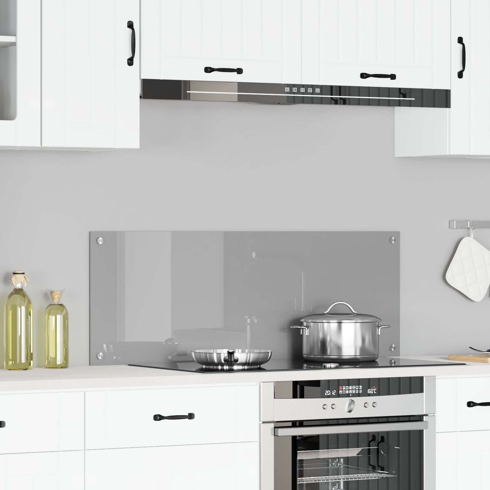Kjøkken Backsplash Lys Grå 110x40x0,6 cm Herdet Glass
