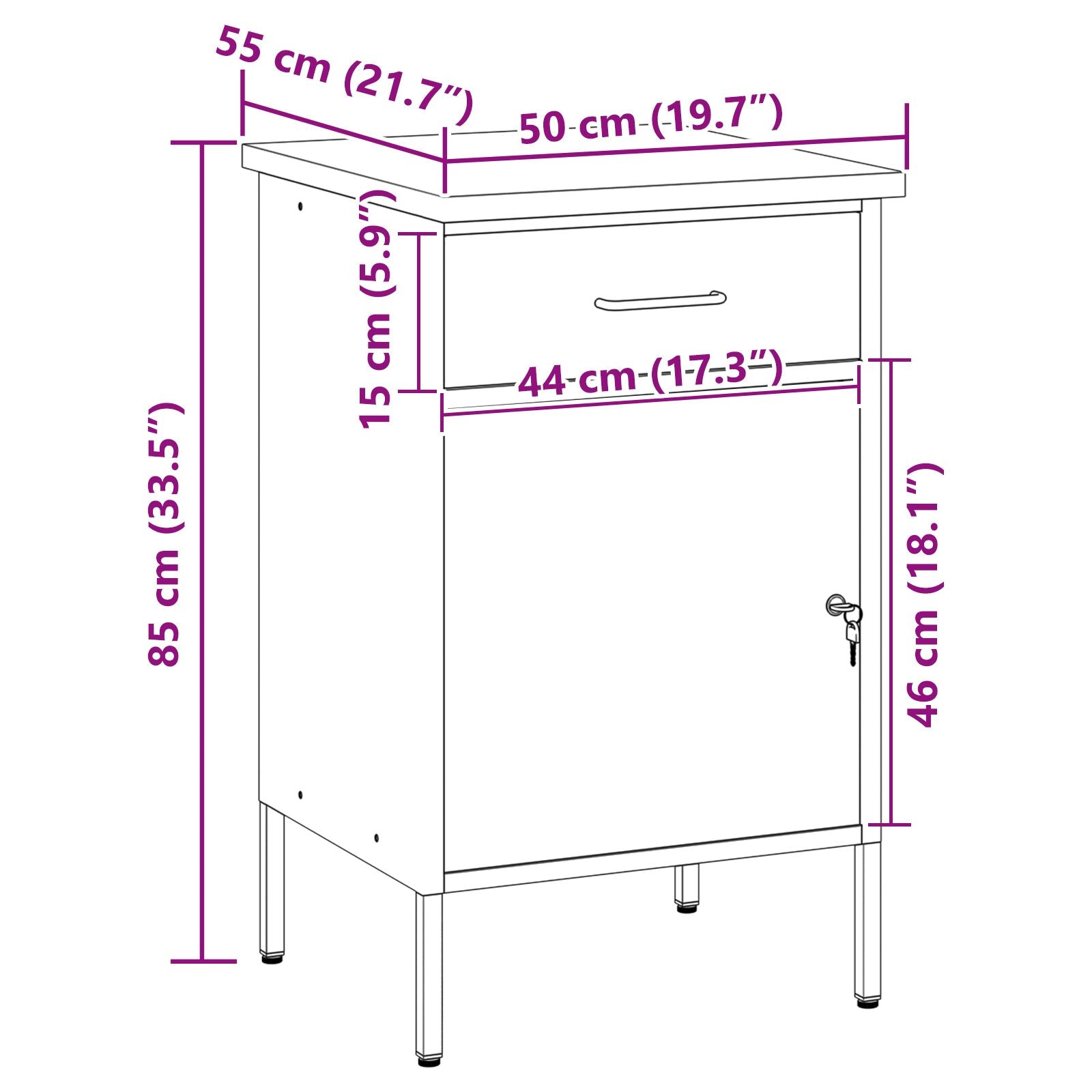 Arbeidsbenk Svart 50x55x84 cm Stål