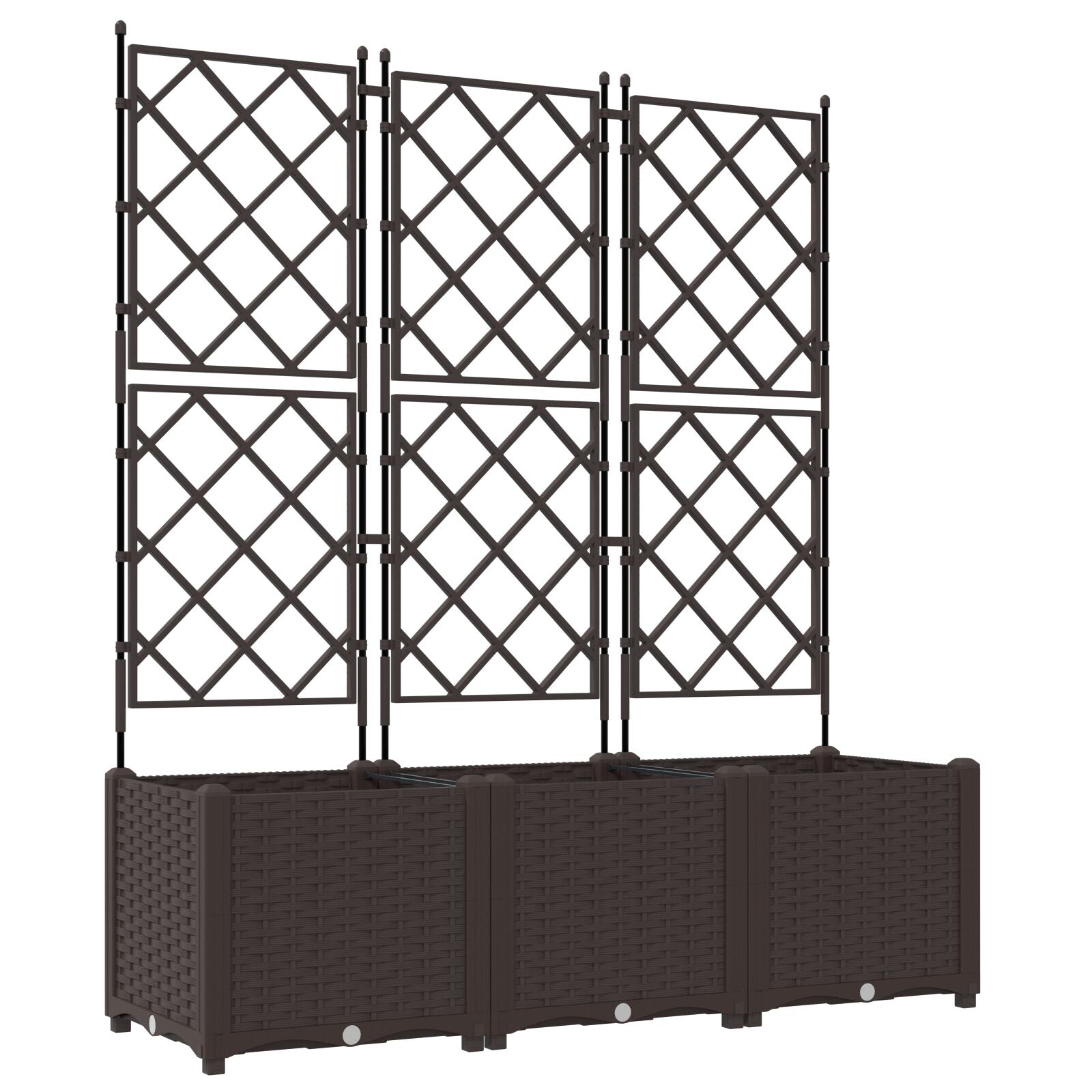 Hageplantekasse med Spalier 3 stk Brun 120x40x143 cm
