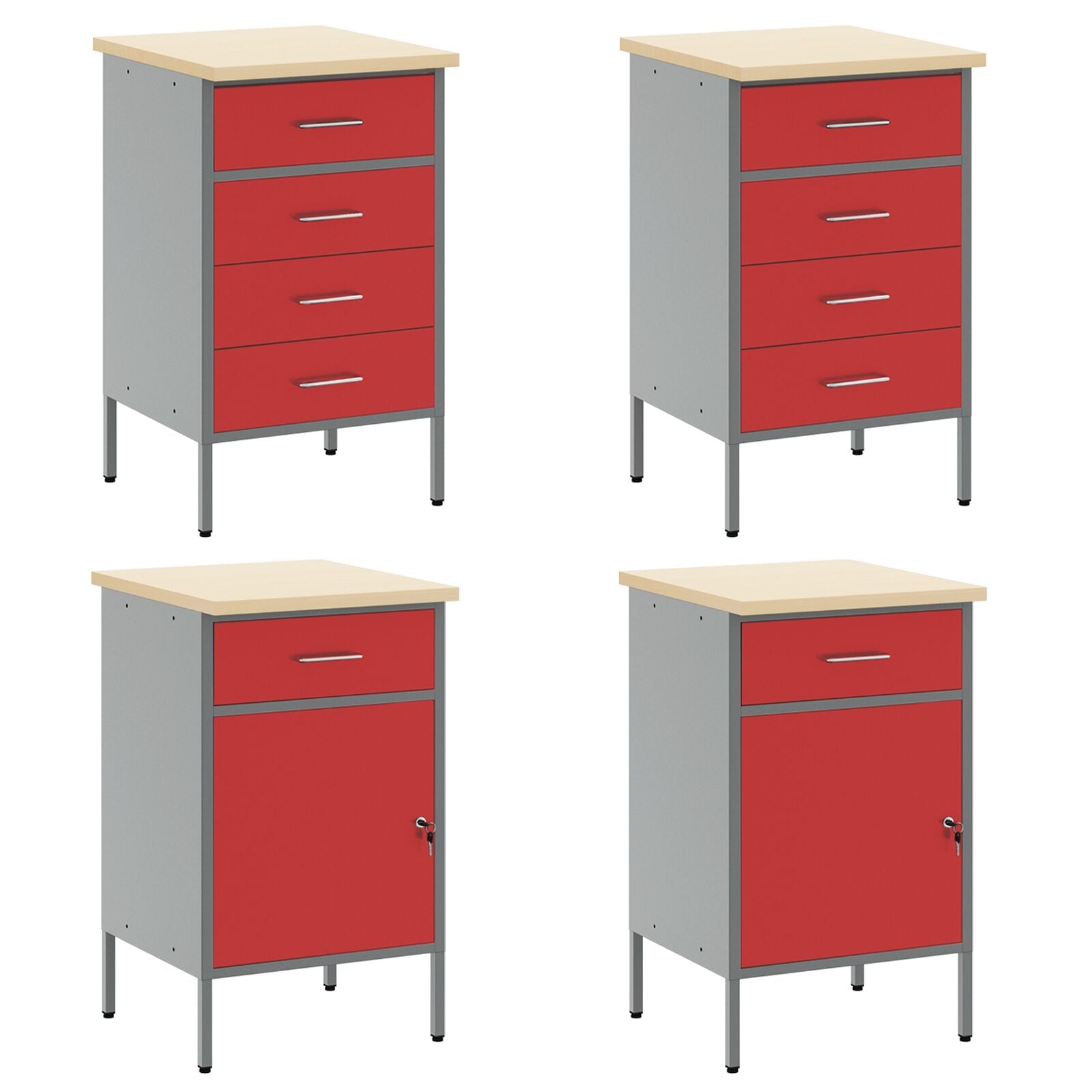 10-delt arbeidskabinet og pegboard-sett Rød MDF og metall