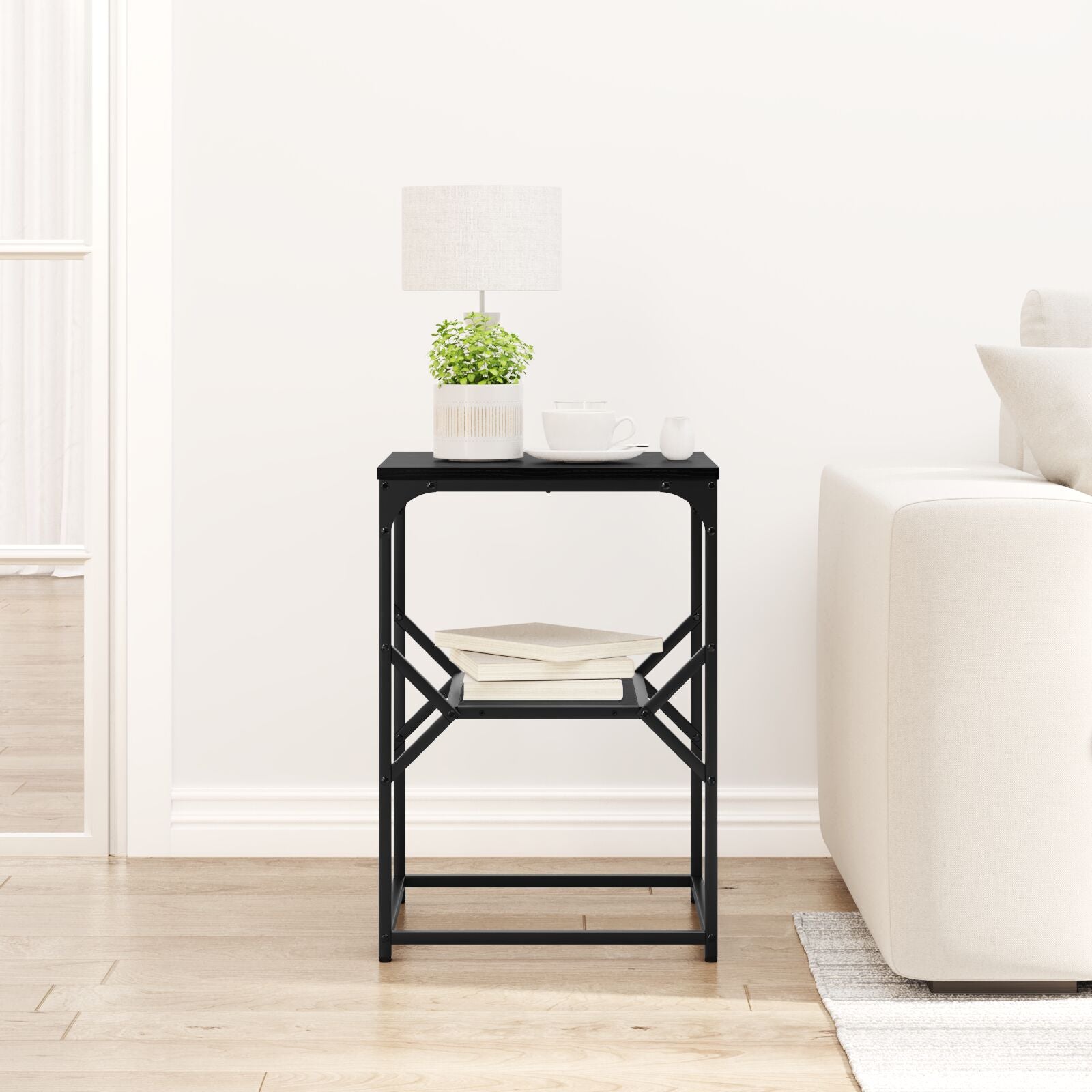 Sidebord Sort Eik 41x40x60 cm Ingeniørtre