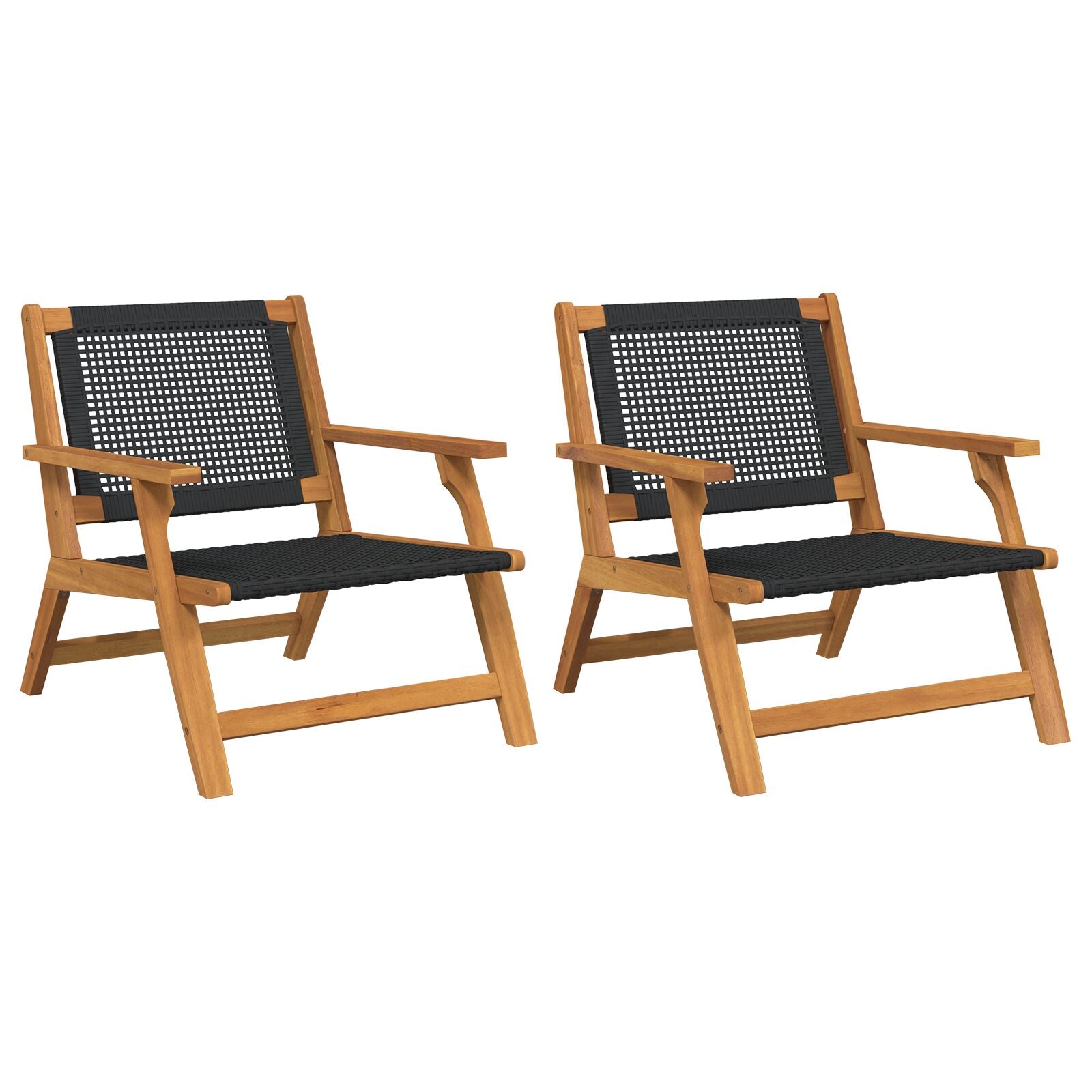 Hagemøbler 2 stk Svart 76x67x73,5 cm Massivt Akasietre