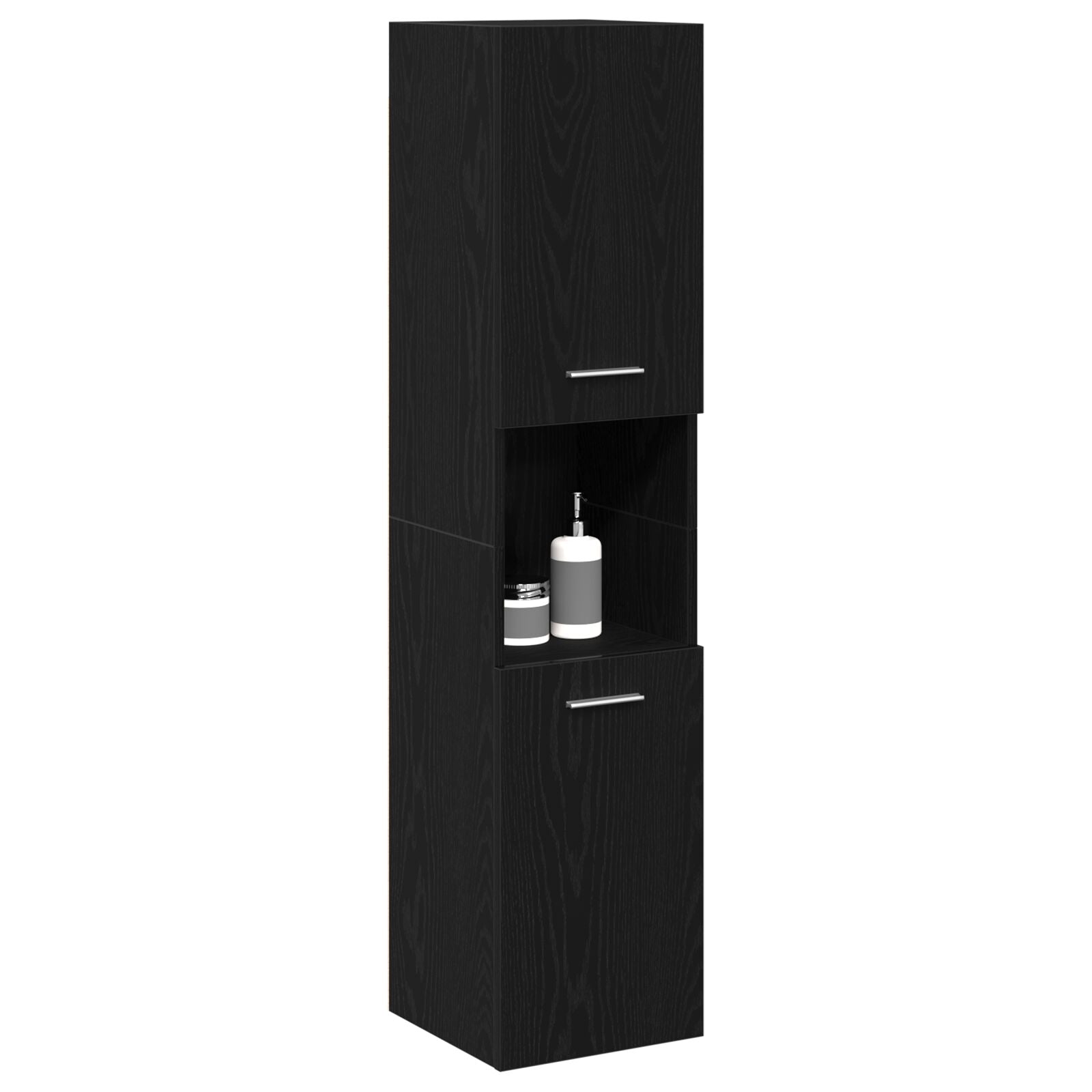 Baderom Veggskap Svart Eik 30x30x130 cm Ingeniørtre