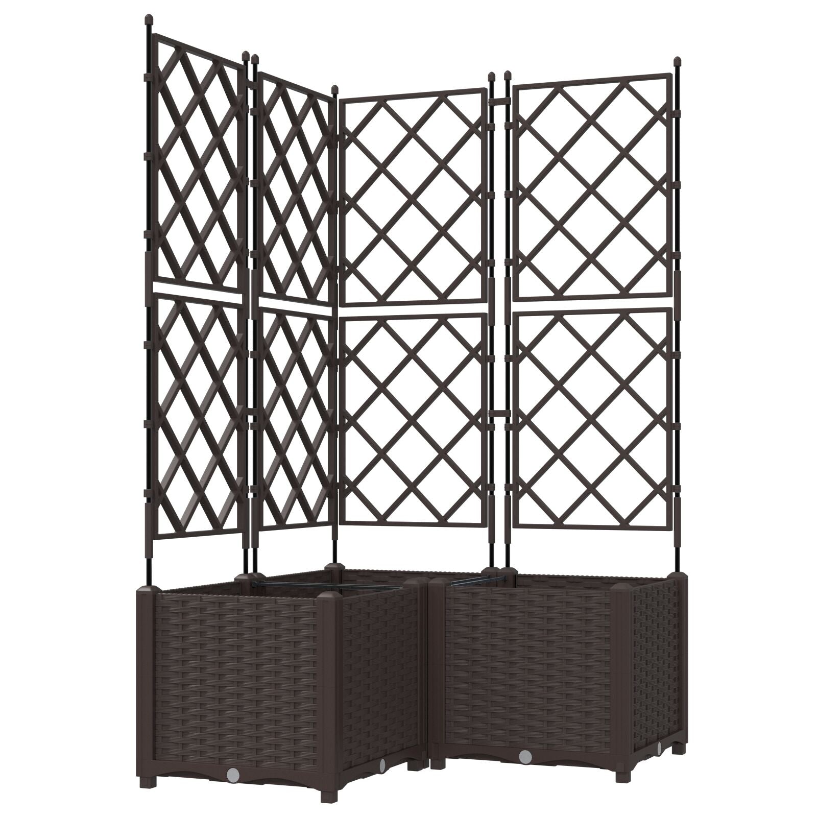 Hagepotte med Trellis 3 stk Brun 80x80x143 cm