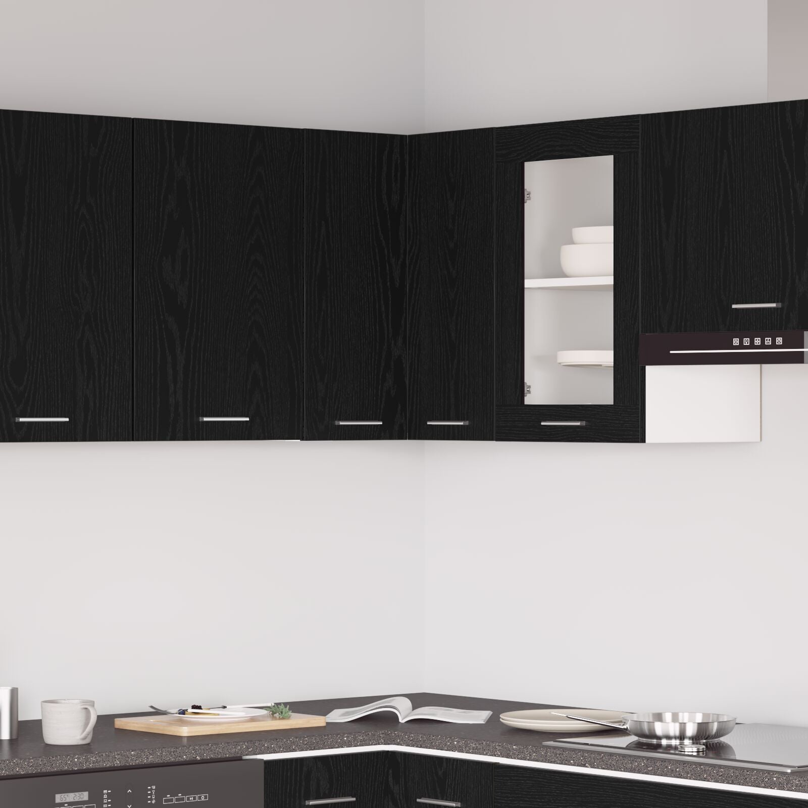 Hjørneskap - Svart Eik - 57x57x60 cm - Laget av Konstruert Tre