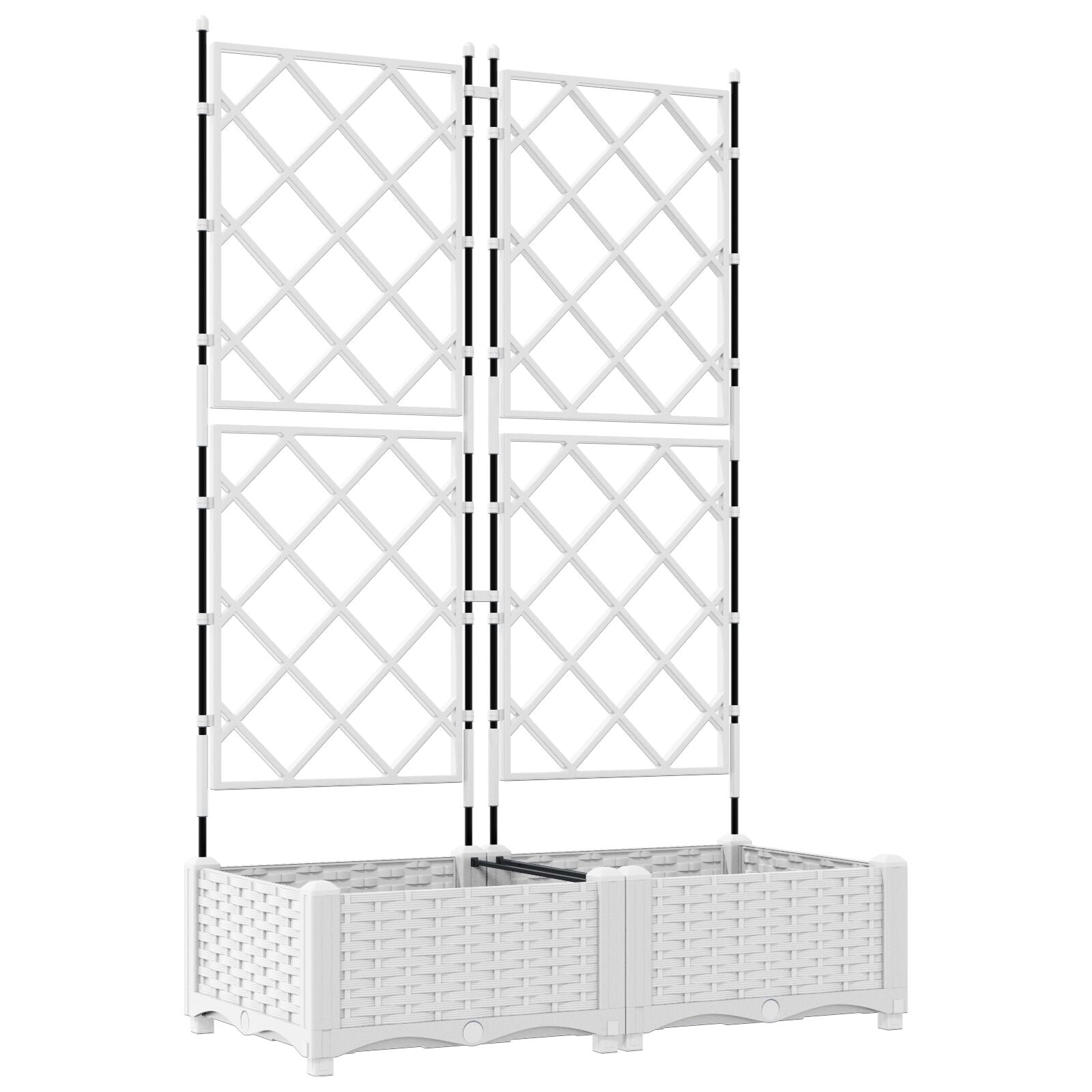 Hageplanter med trellis 2 stk Hvit 80x40x125,5 cm