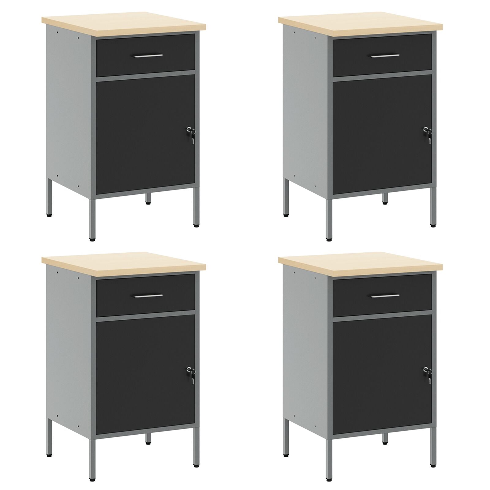 10-delt arbeidskabinett og pegboard-sett svart MDF og metall